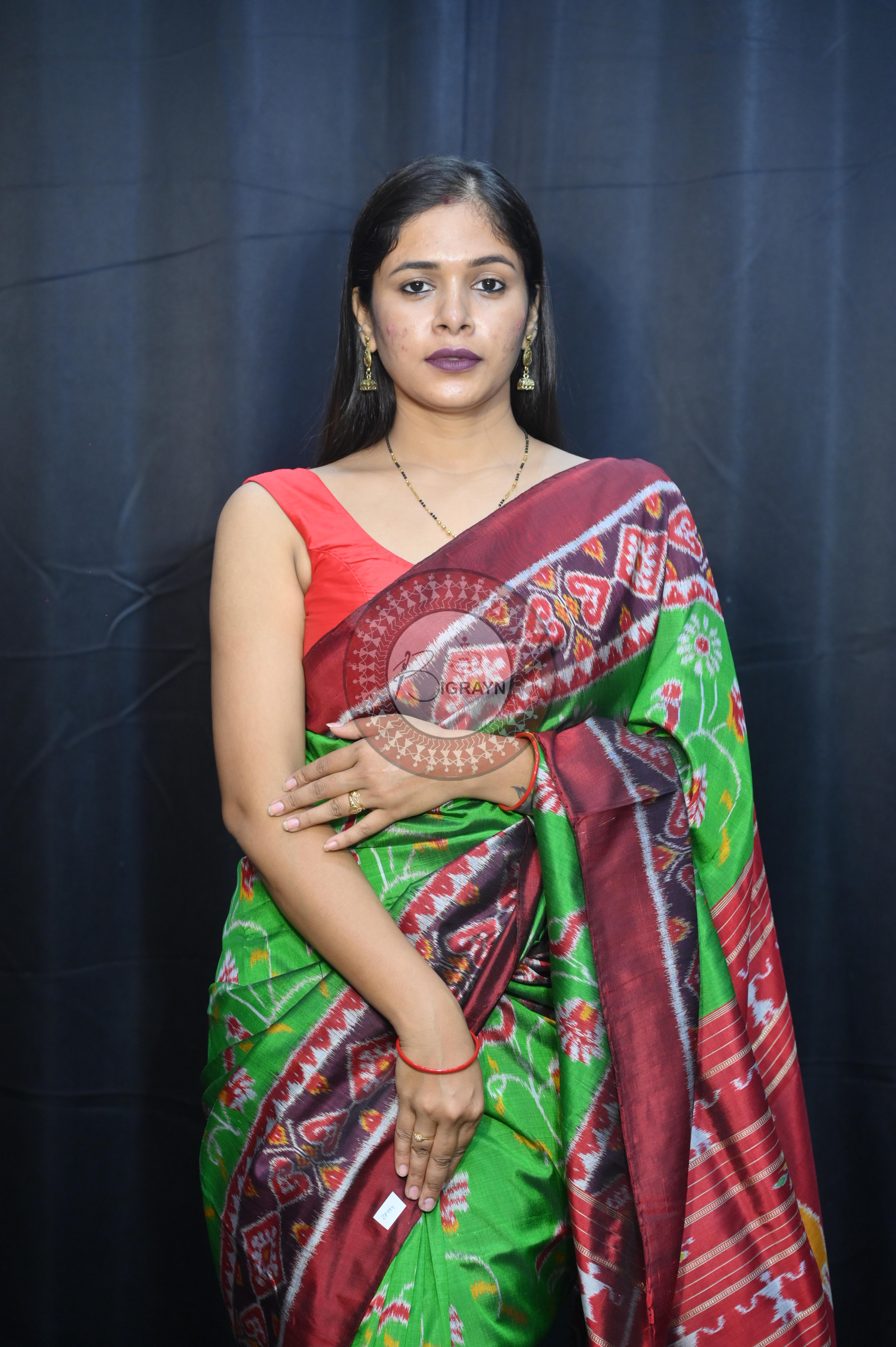 Green Maroon Kalanjali Design Mulberry Silk Saree
