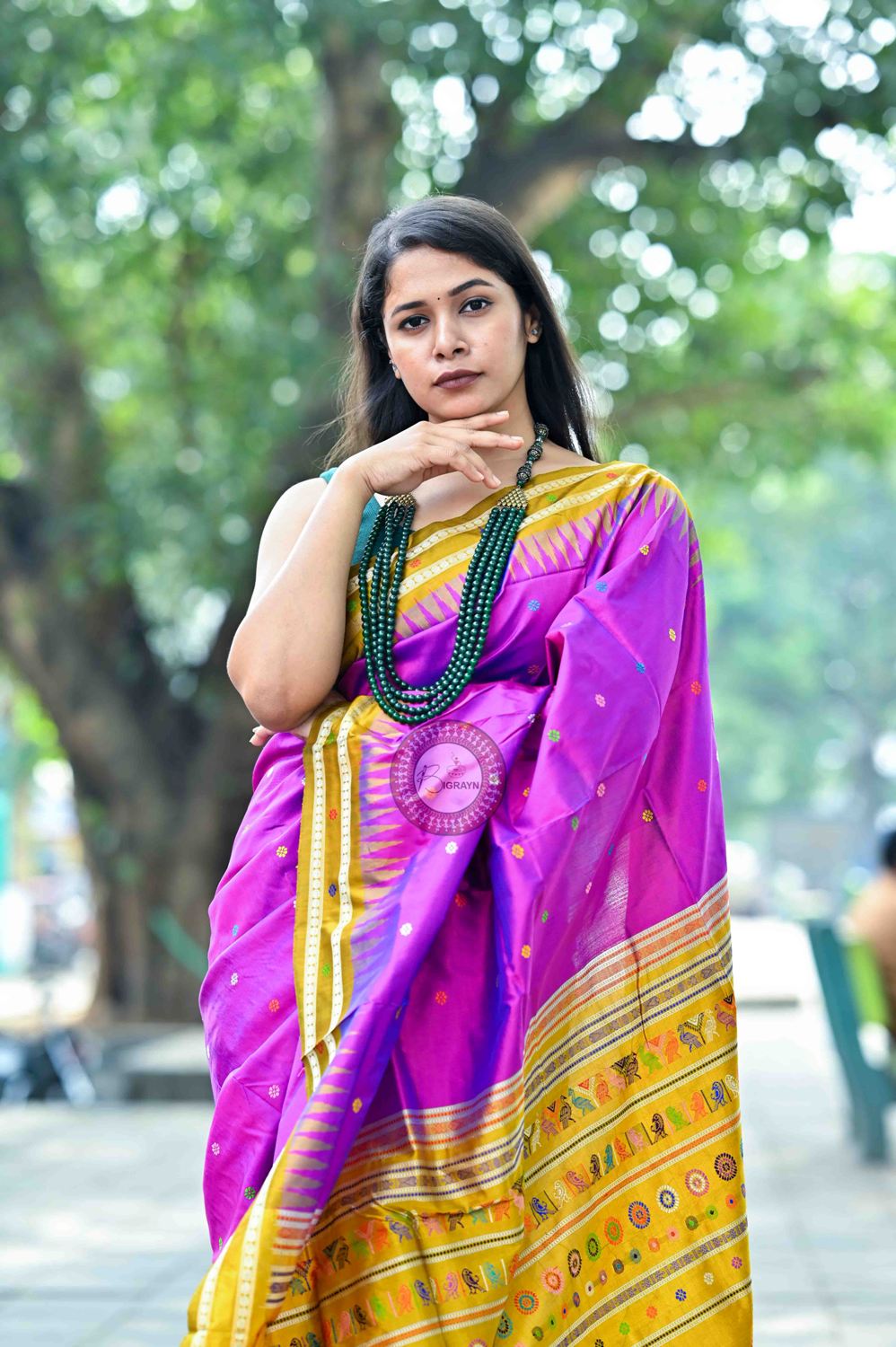 Purple Mustard Dolabedi Silk Saree