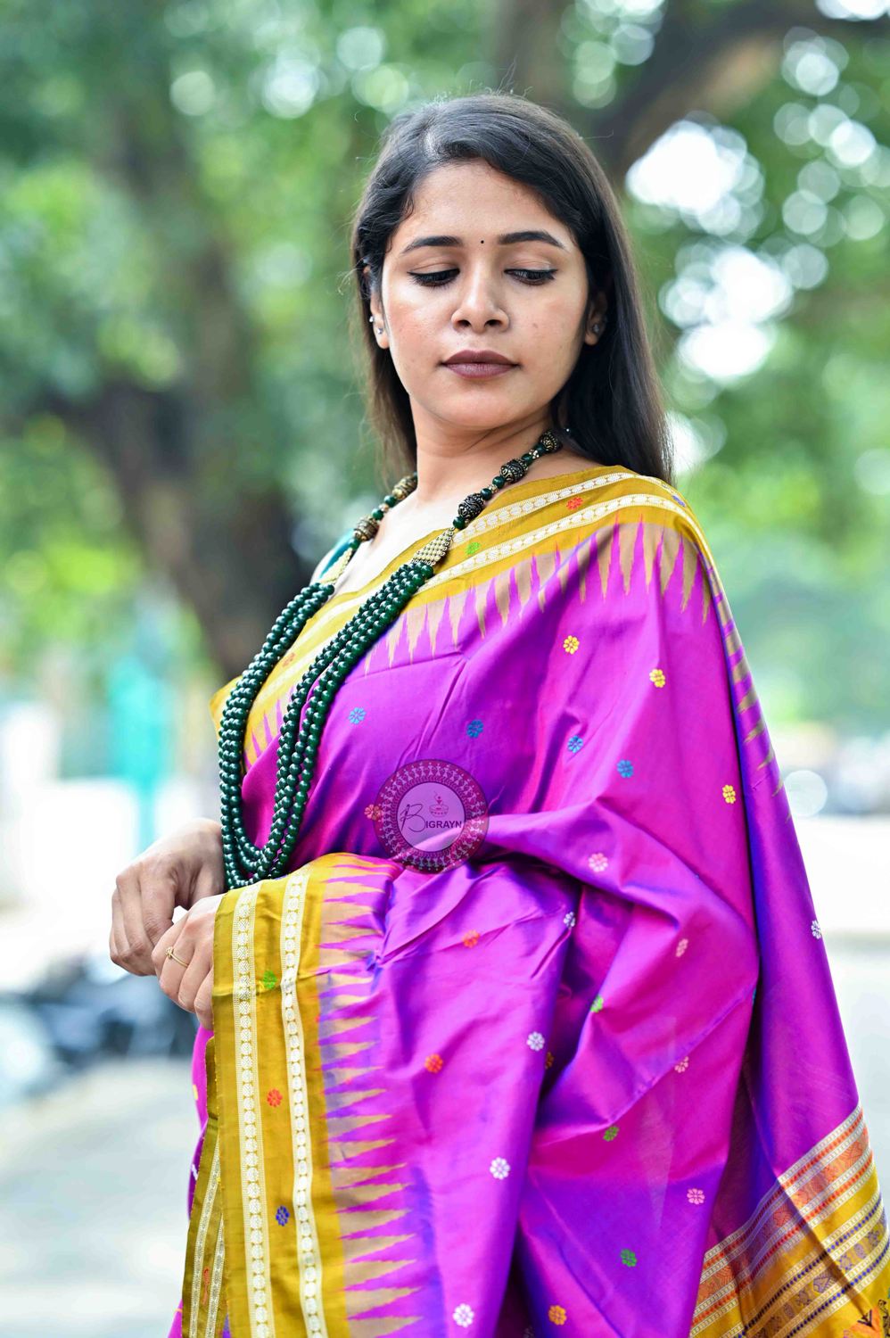 Purple Mustard Dolabedi Silk Saree