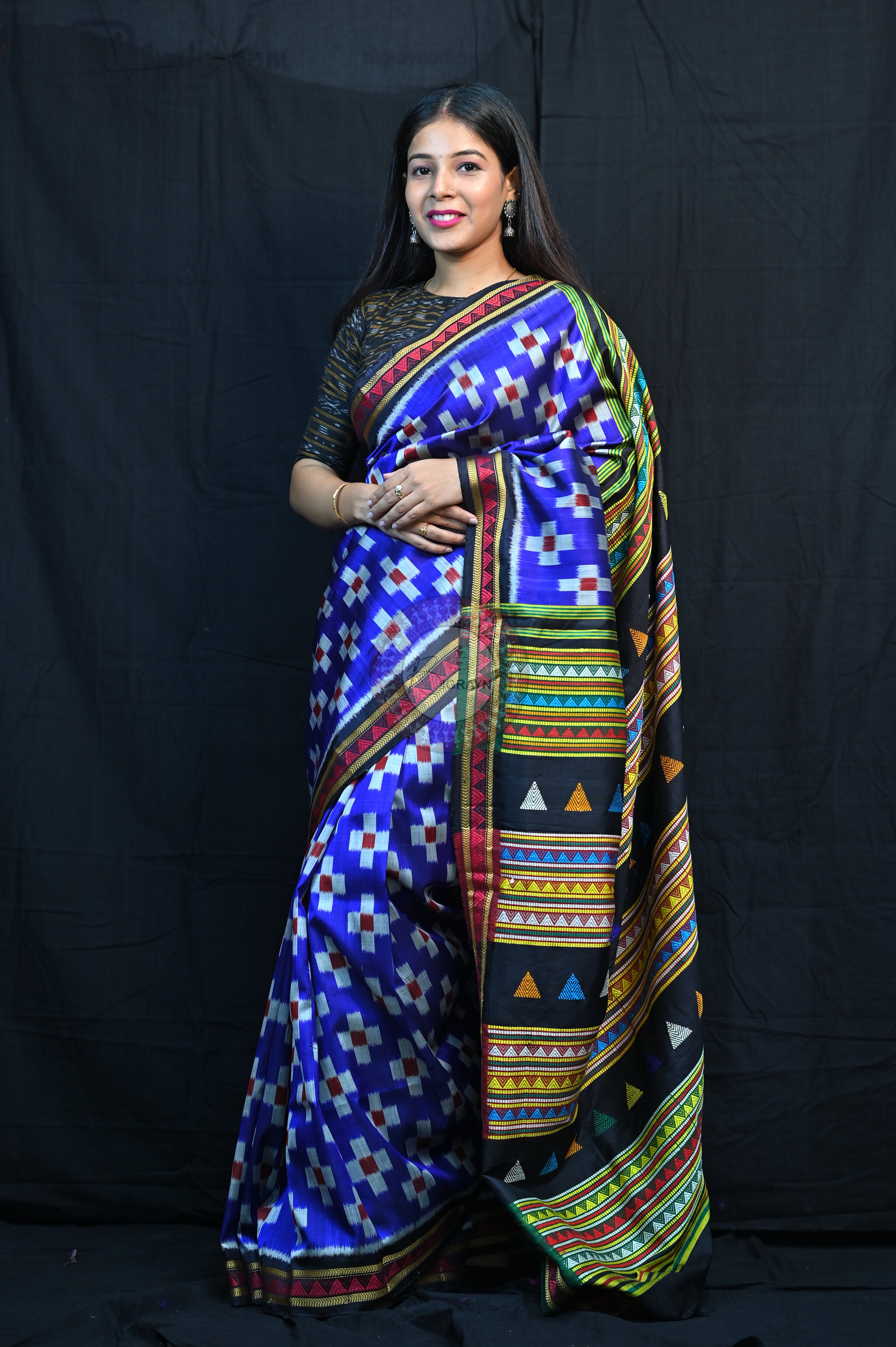 Blue Pasapali Dongria Fusion Mulberry Silk Saree