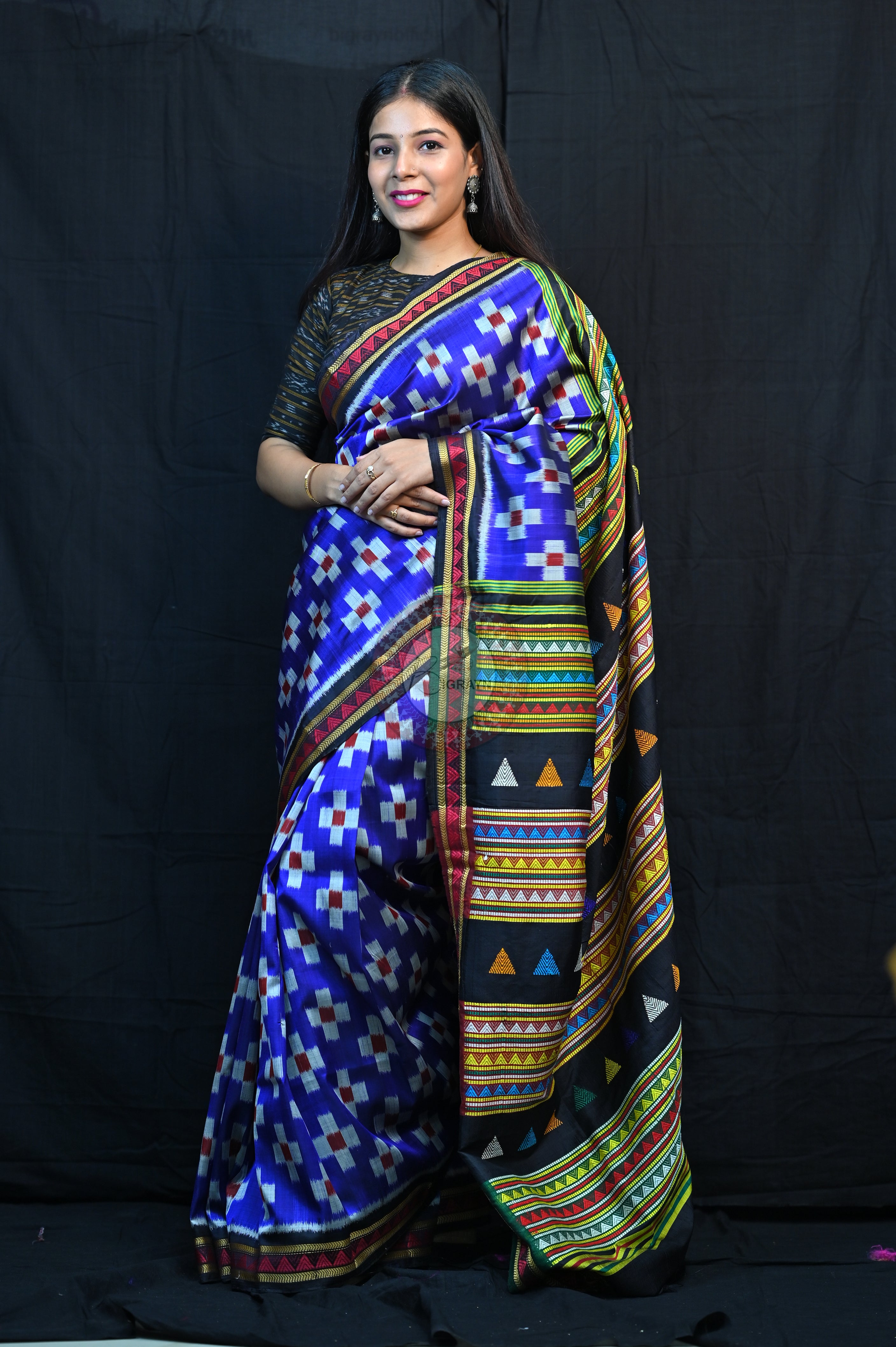 Blue Pasapali Dongria Fusion Mulberry Silk Saree
