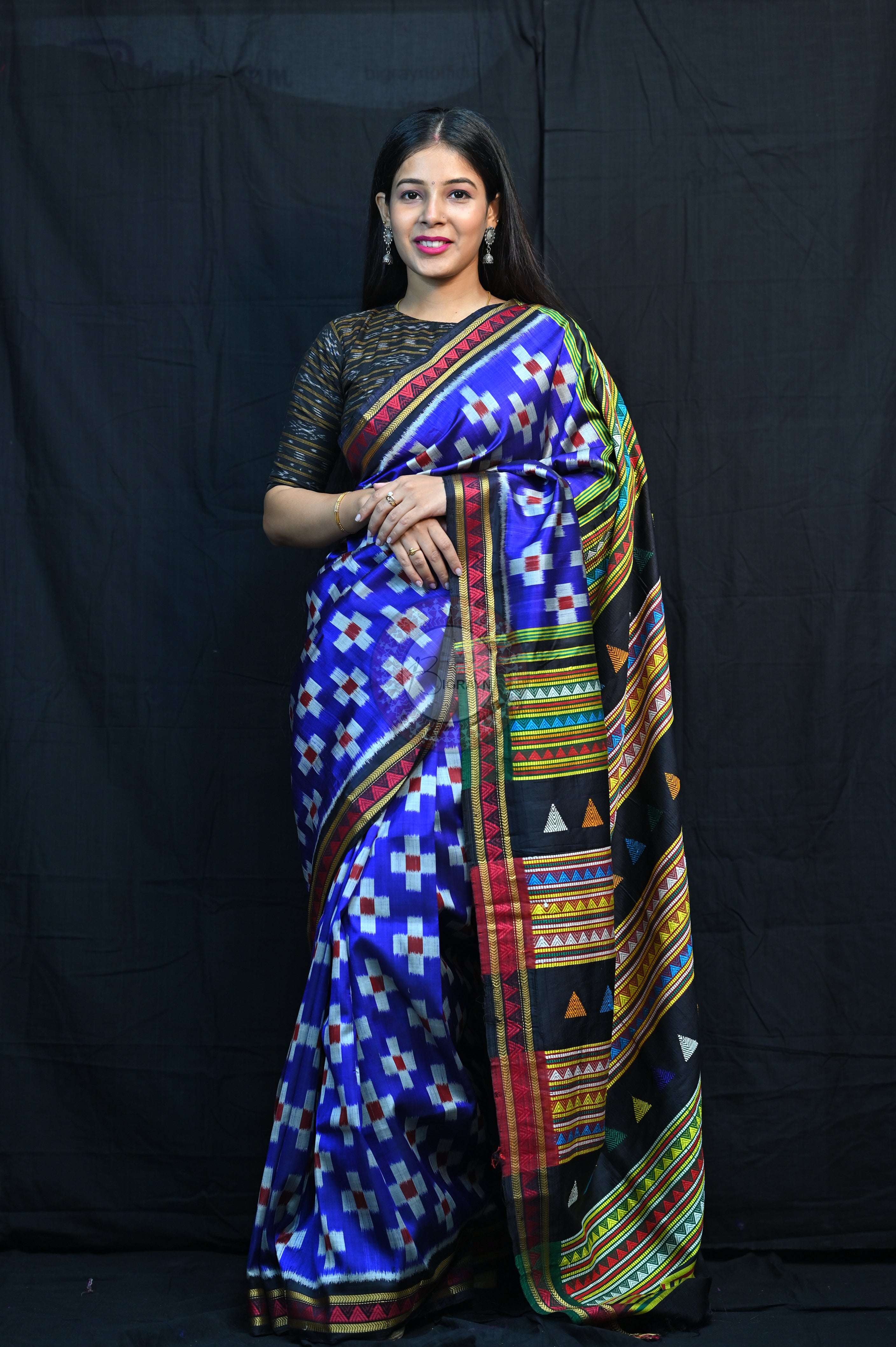 Blue Pasapali Dongria Fusion Mulberry Silk Saree