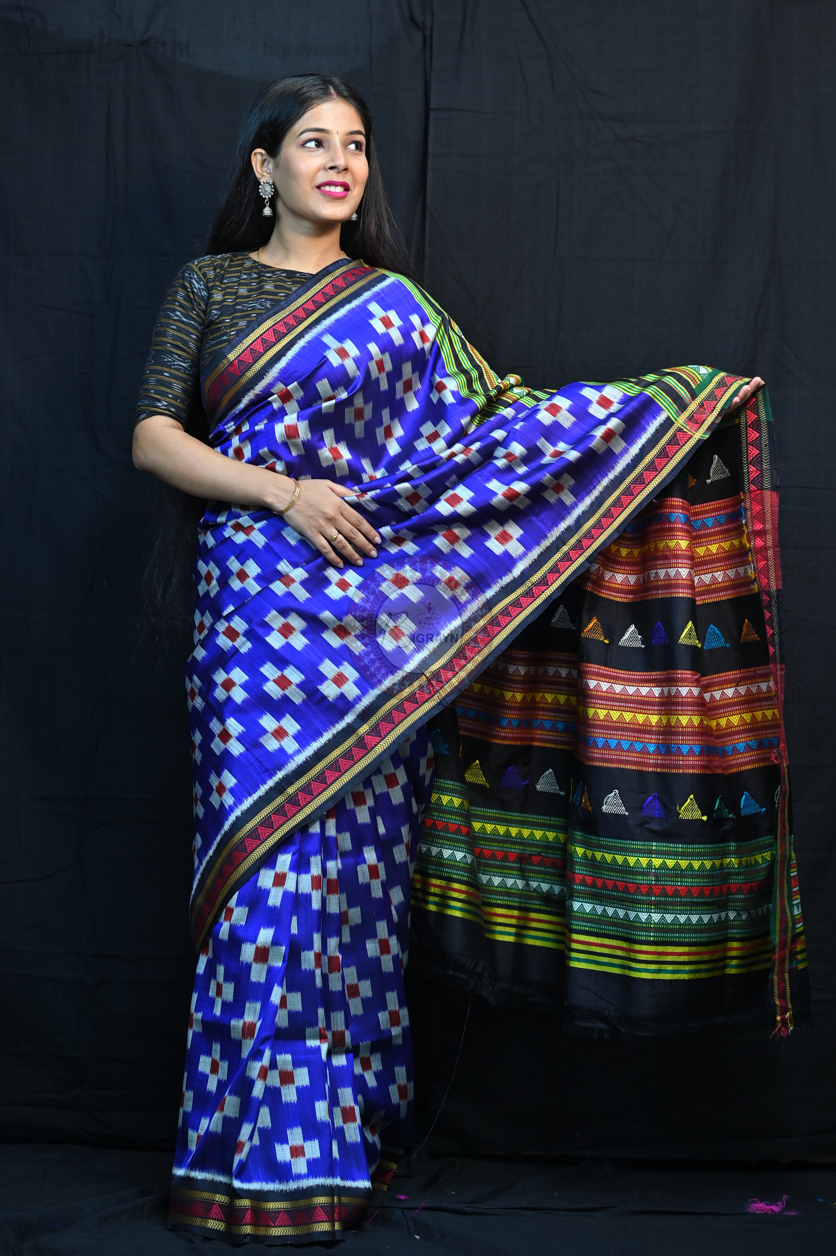 Blue Pasapali Dongria Fusion Mulberry Silk Saree