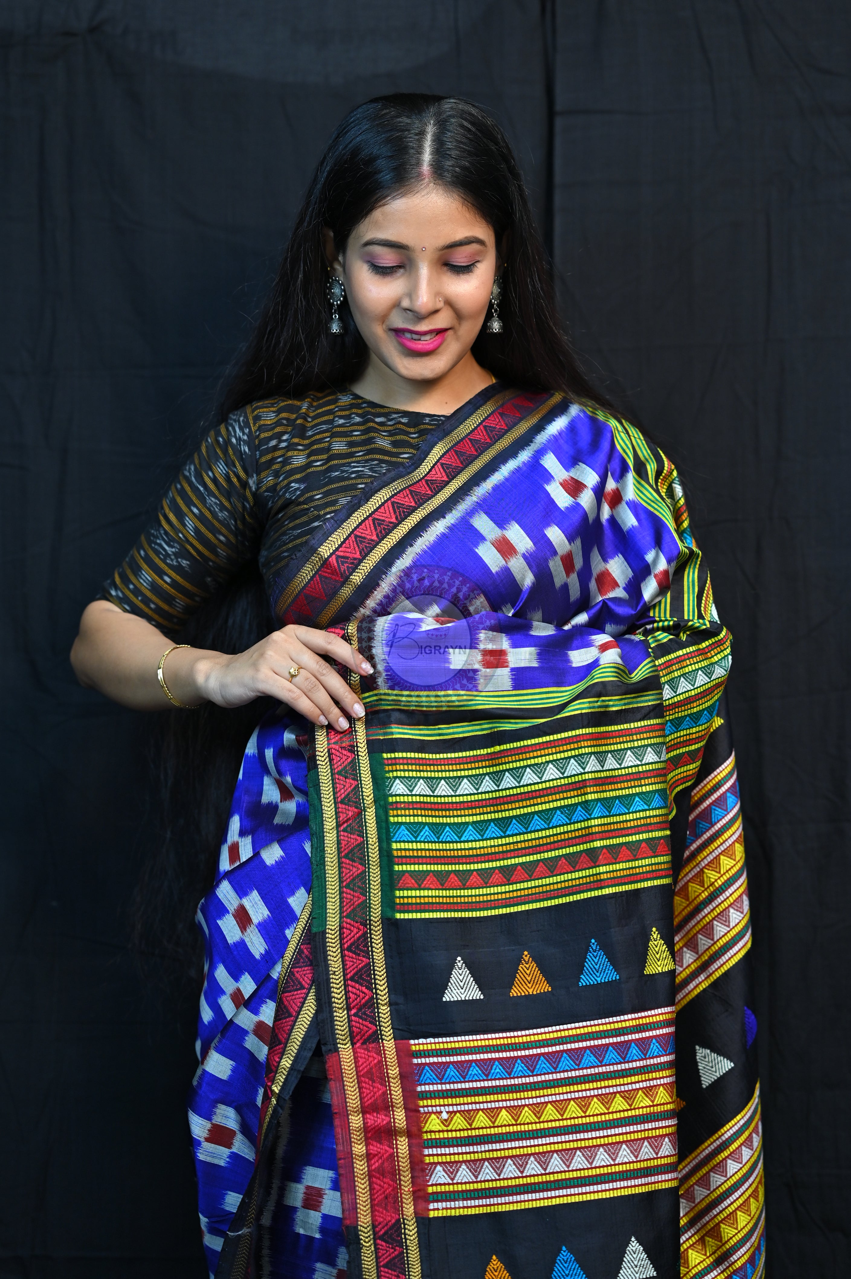 Blue Pasapali Dongria Fusion Mulberry Silk Saree