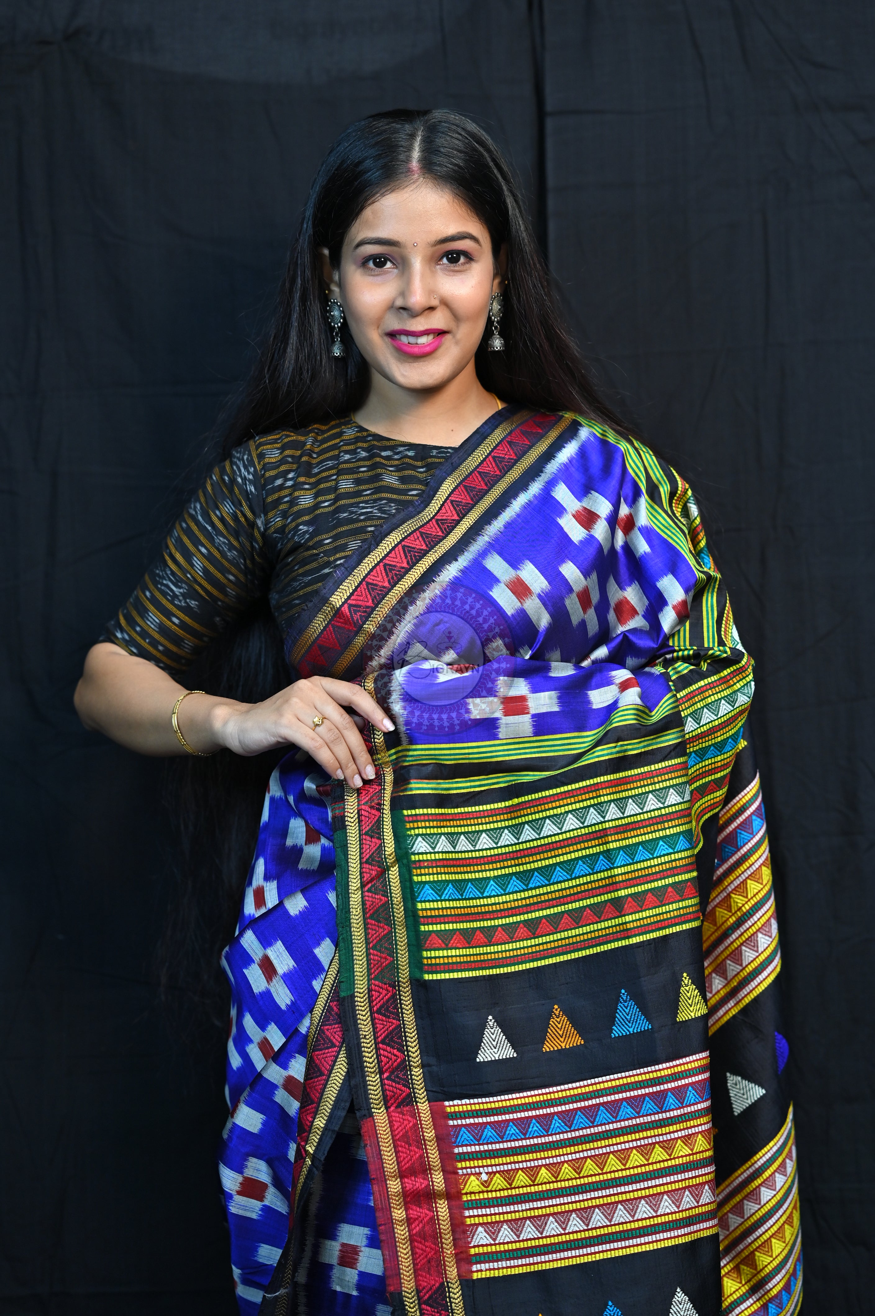 Blue Pasapali Dongria Fusion Mulberry Silk Saree