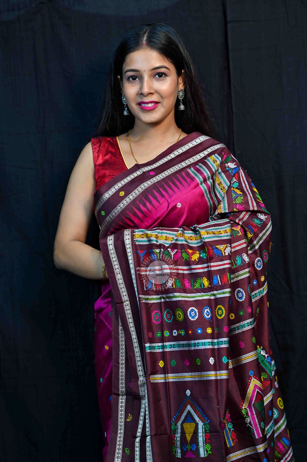 Purple Coffee Dolabedi Silk Saree