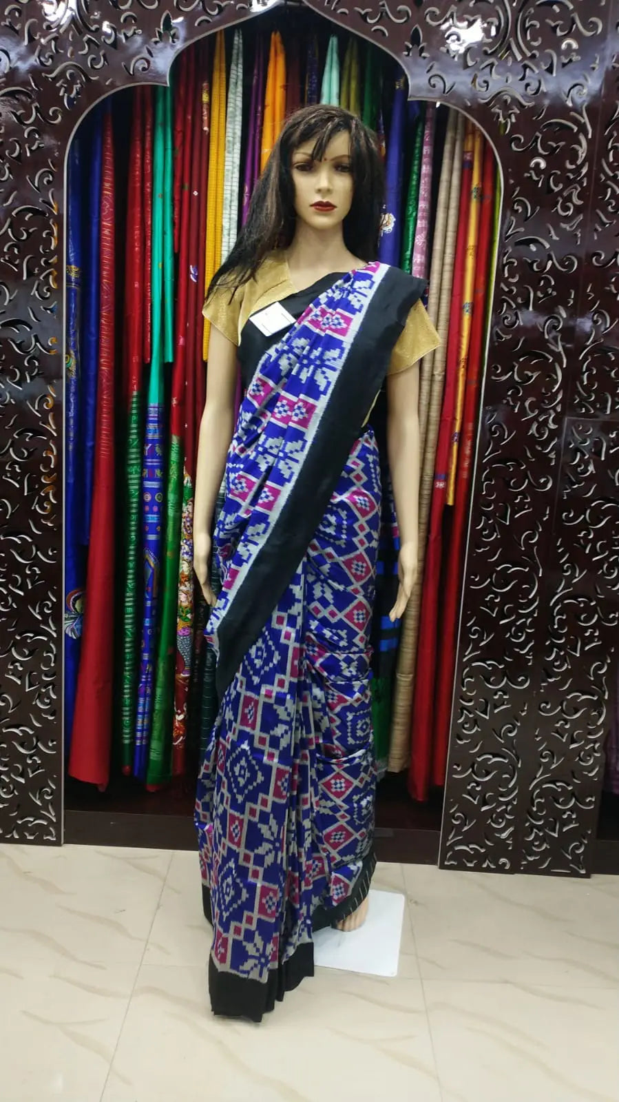 Blue Pink Telia Rumal Mulberry Silk Saree
