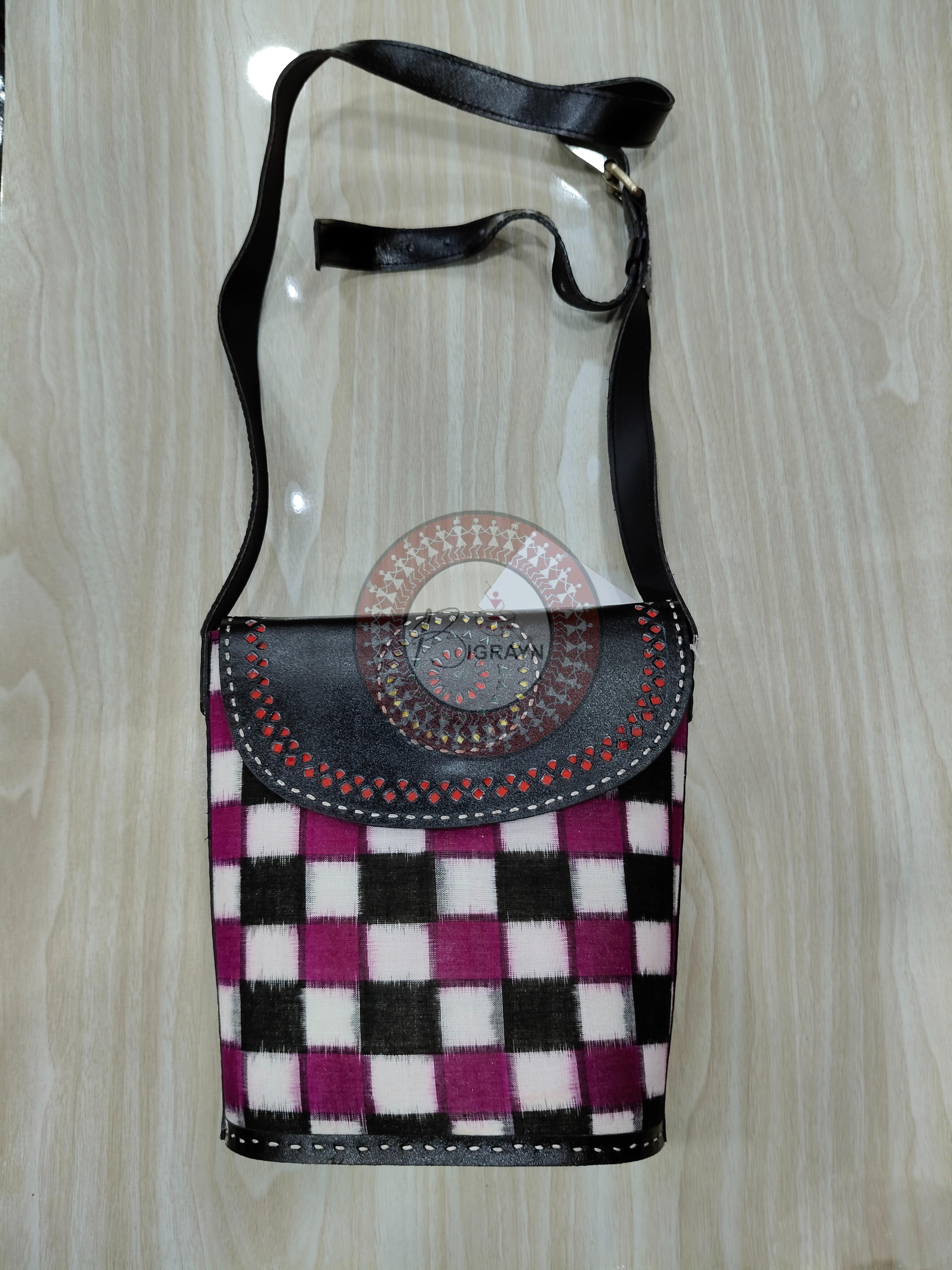 Purple White Black Pasapali Leather Bucket Bag
