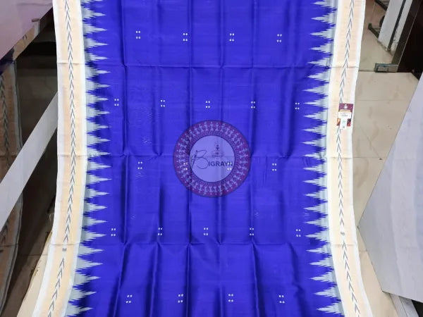 Blue White Buti Kumbha Khandua Silk Saree