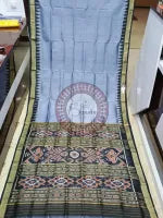 Grey Black Buti Kumbha Khandua Silk Saree