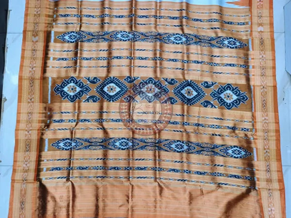 Grey Rust Buti Kumbha Khandua Silk Saree