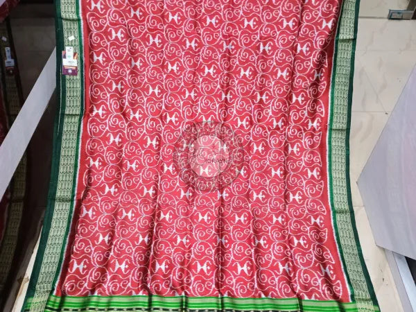 Maroon Green Tribal Mulberry Silk Saree