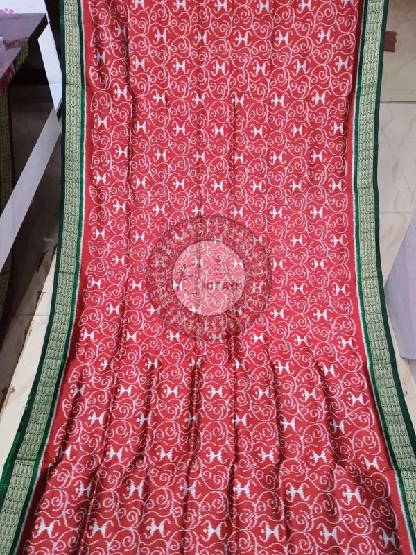 Maroon Green Tribal Mulberry Silk Saree