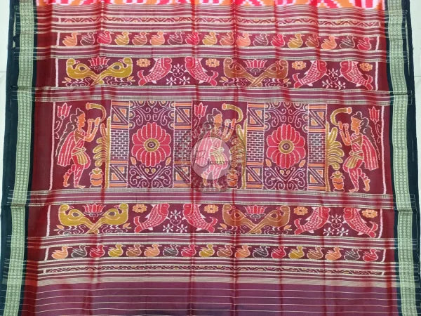 Orange Maroon Pasapali Mulberry Silk Saree