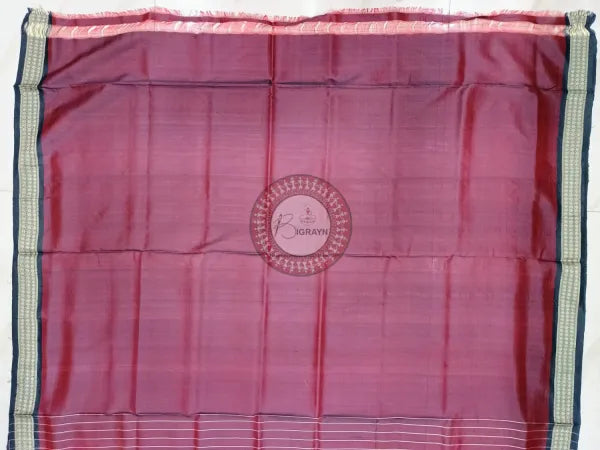 Orange Maroon Pasapali Mulberry Silk Saree