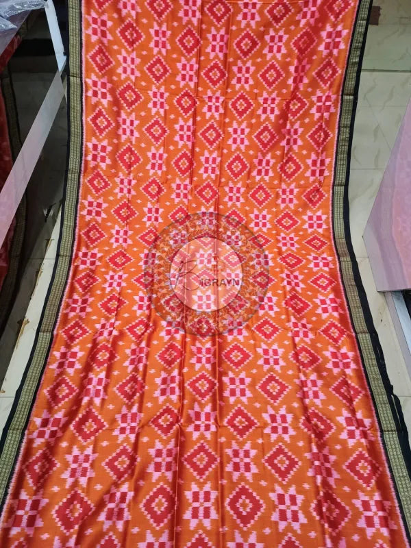 Orange Maroon Pasapali Mulberry Silk Saree