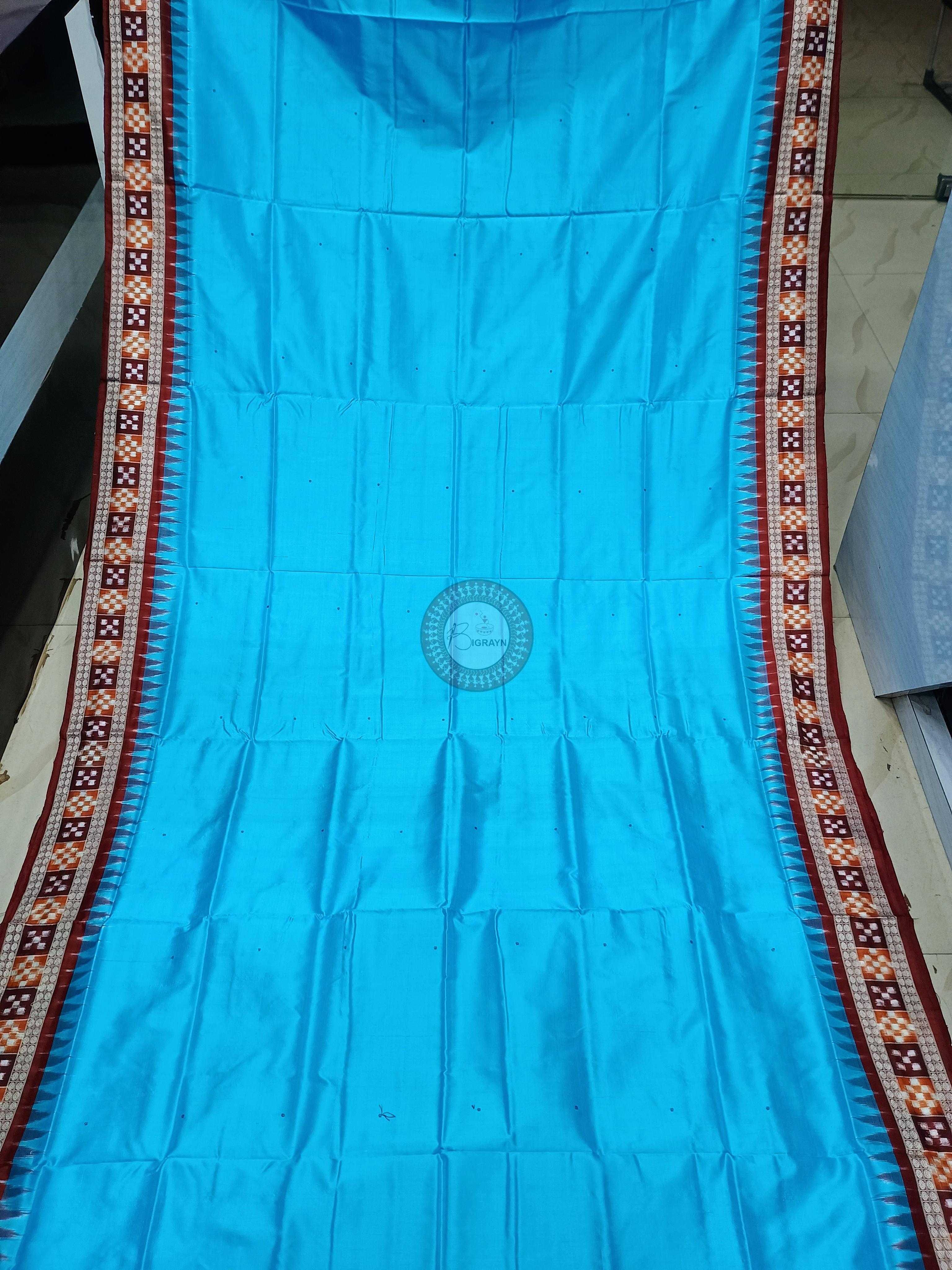 Copper Sulphate Maroon Sakta Border Odisha Handloom Bomkai Silk Saree