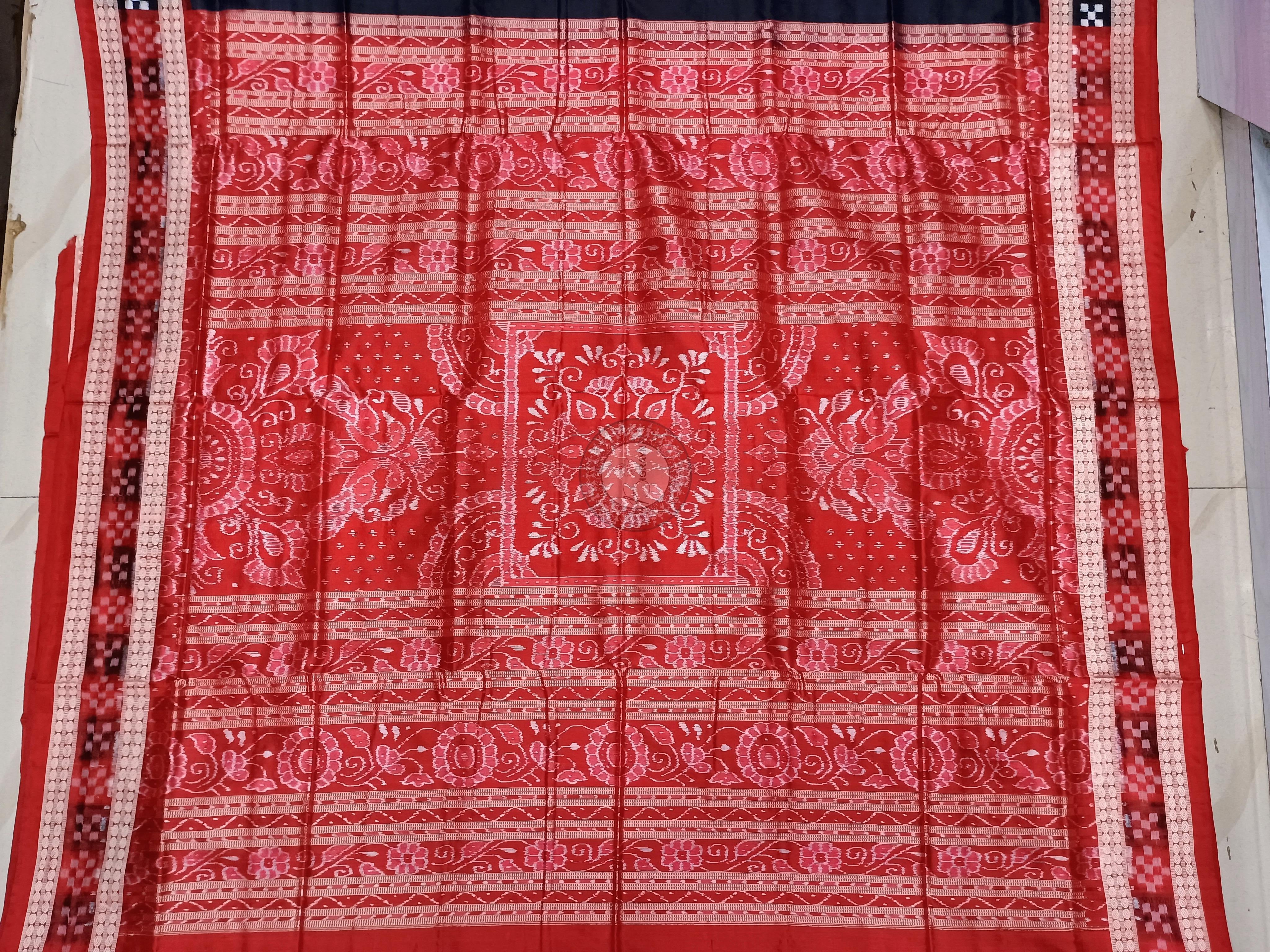 Black Red Sakta Border Odisha Handloom Bomkai Silk Saree