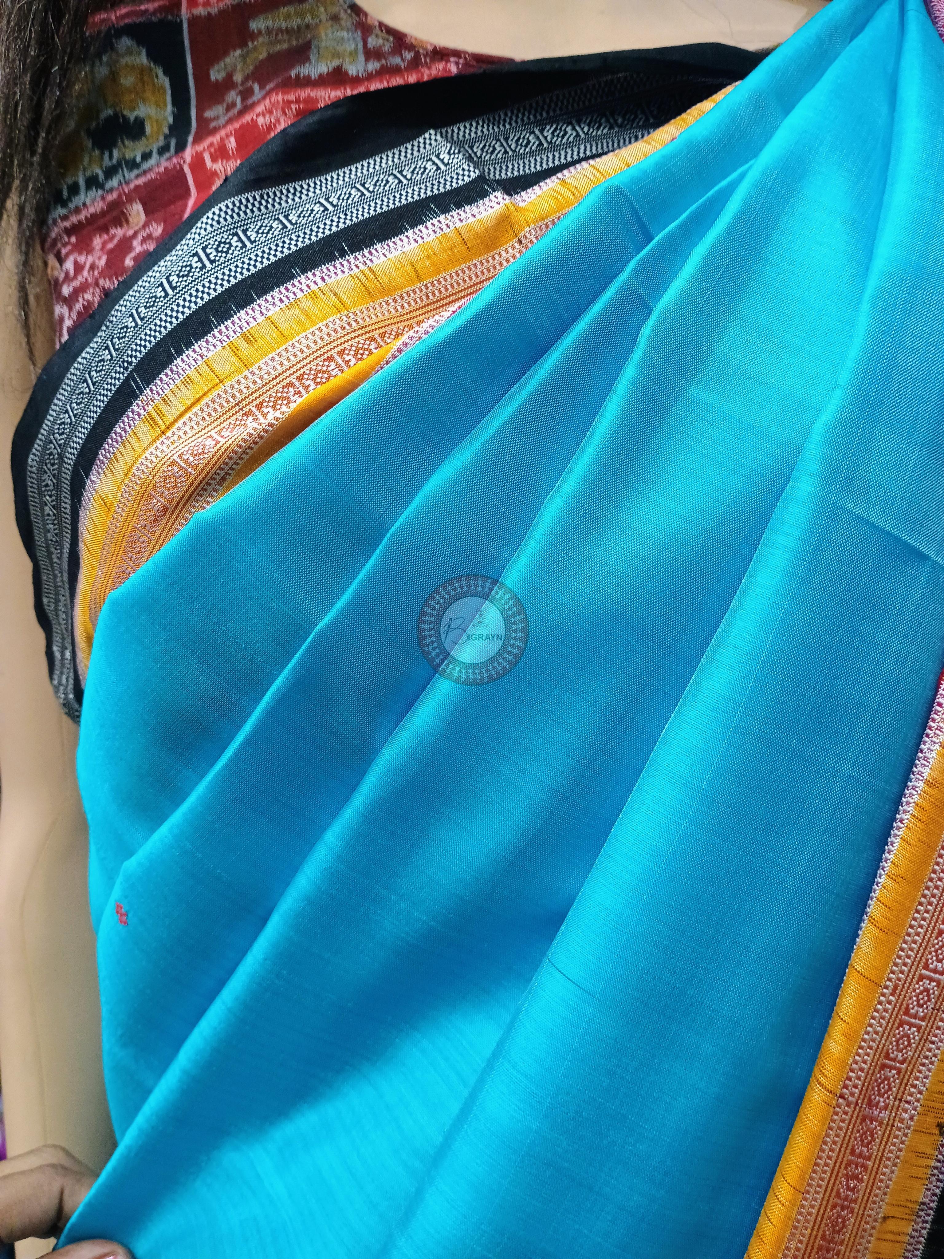 Copper Sulphate Black Kathifera Khandua Silk Saree