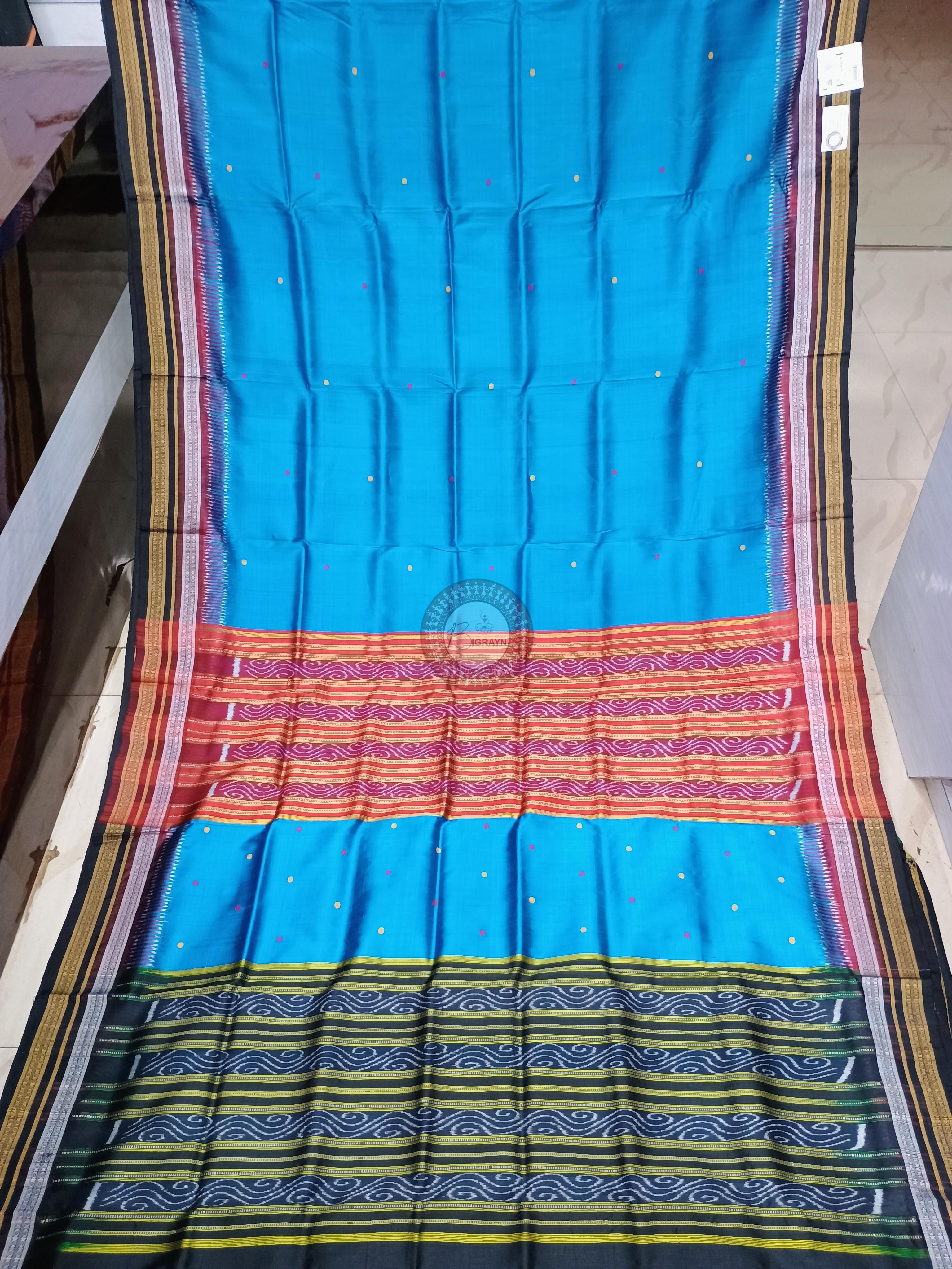 Copper Sulphate Black Kathifera Khandua Silk Saree