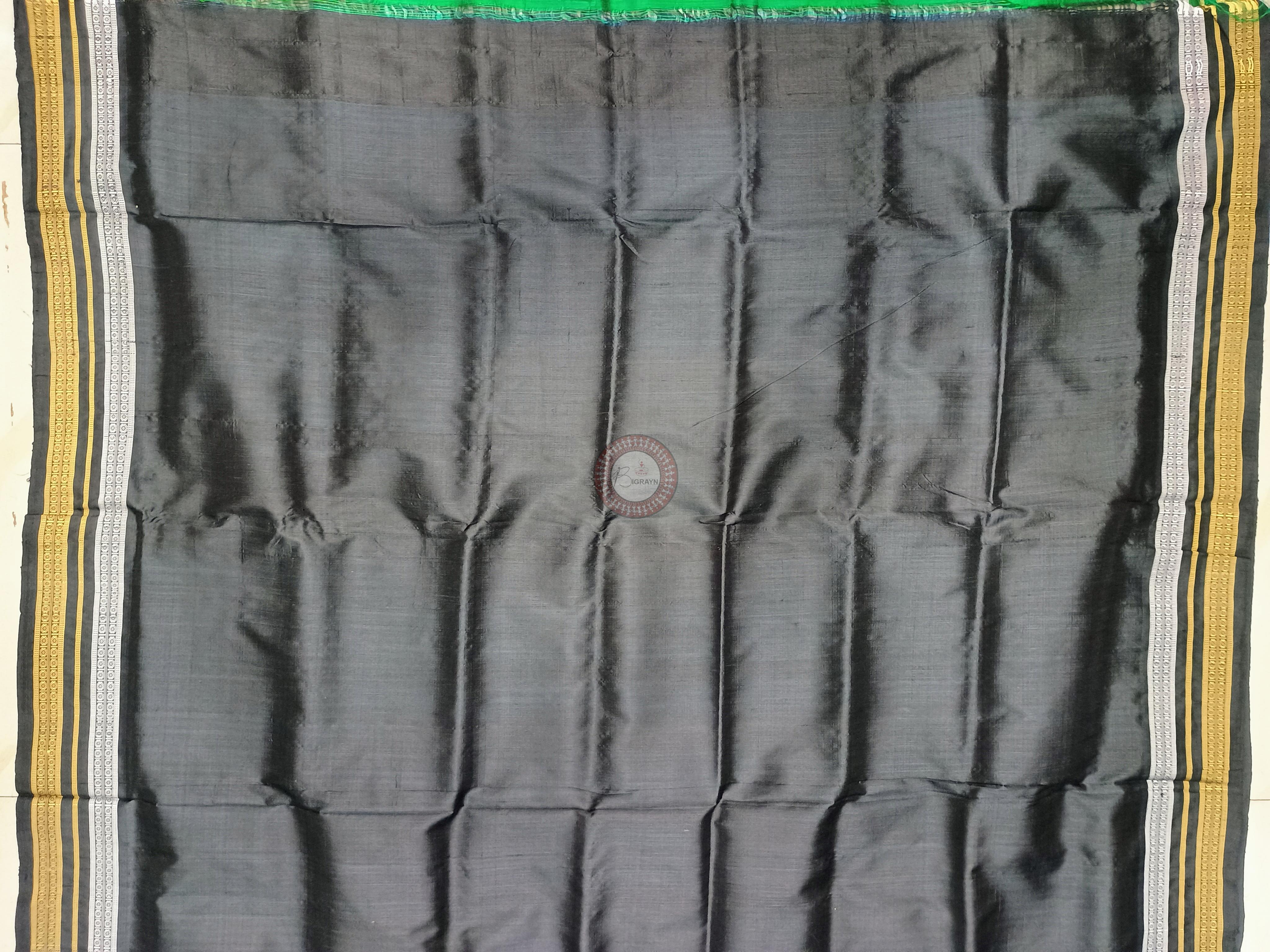 Copper Sulphate Black Kathifera Khandua Silk Saree