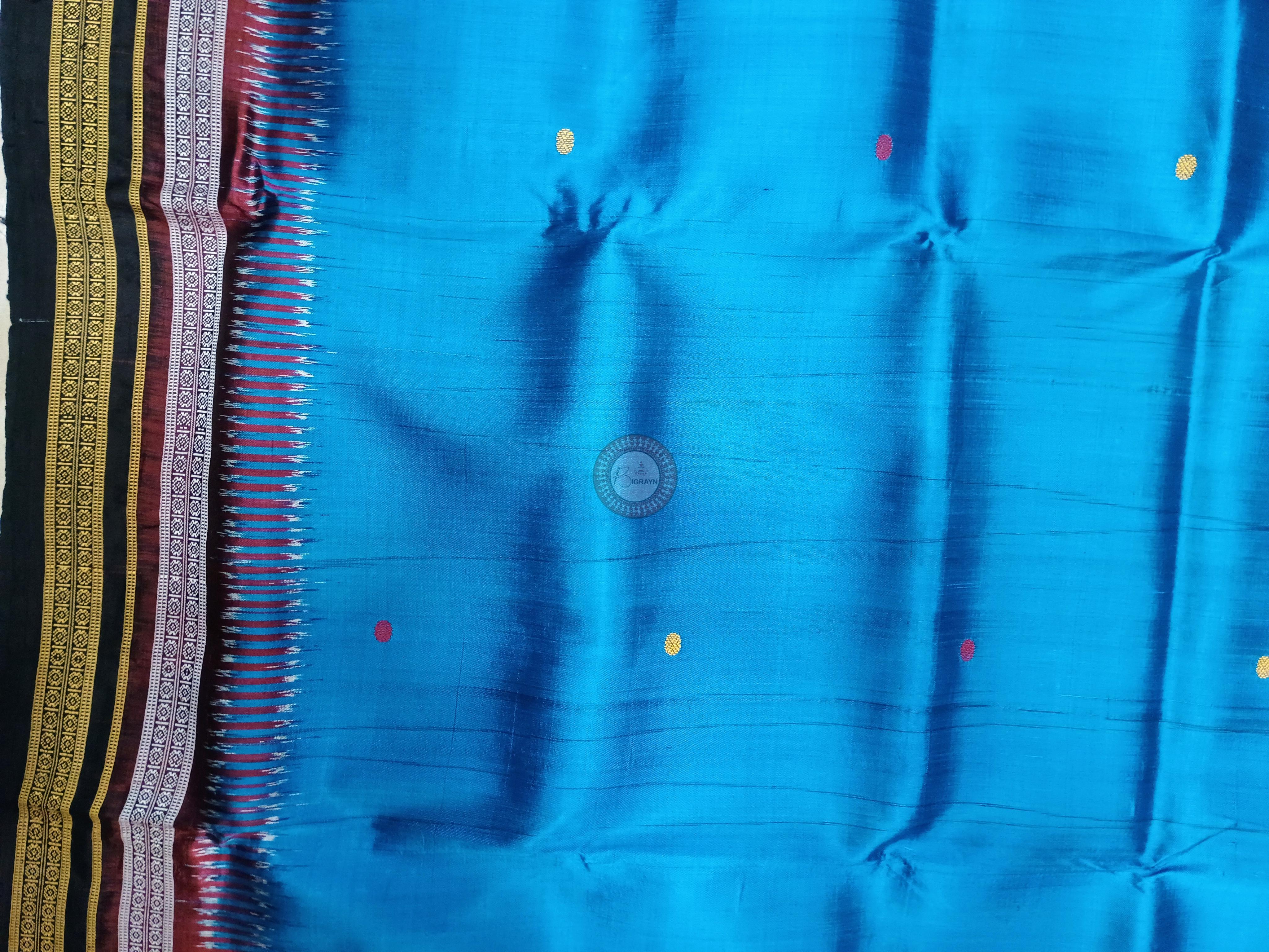 Copper Sulphate Black Kathifera Khandua Silk Saree