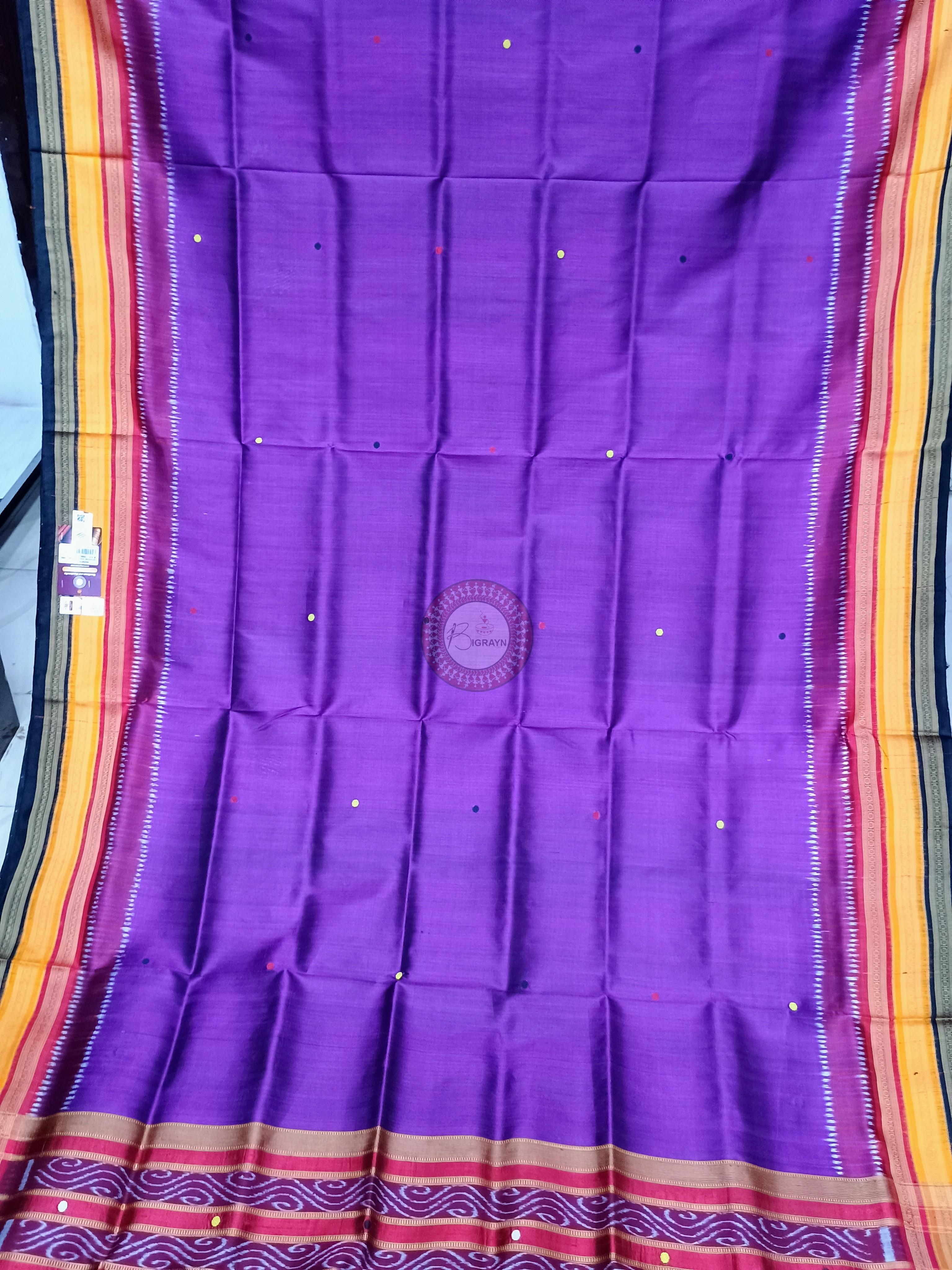 Magenta Yellow Black Kathifera Odisha Handloom Khandua Silk Saree