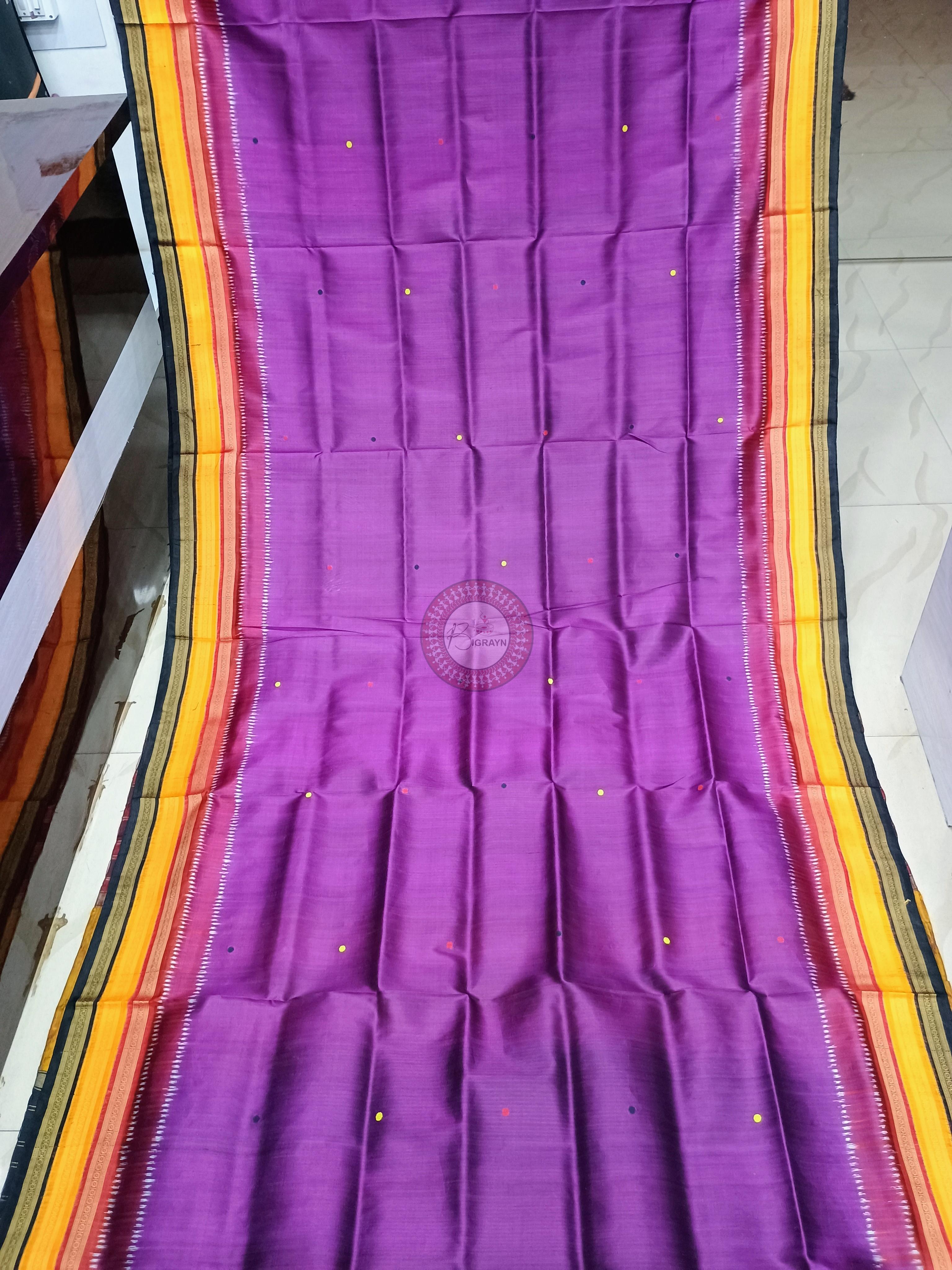 Magenta Yellow Black Kathifera Odisha Handloom Khandua Silk Saree