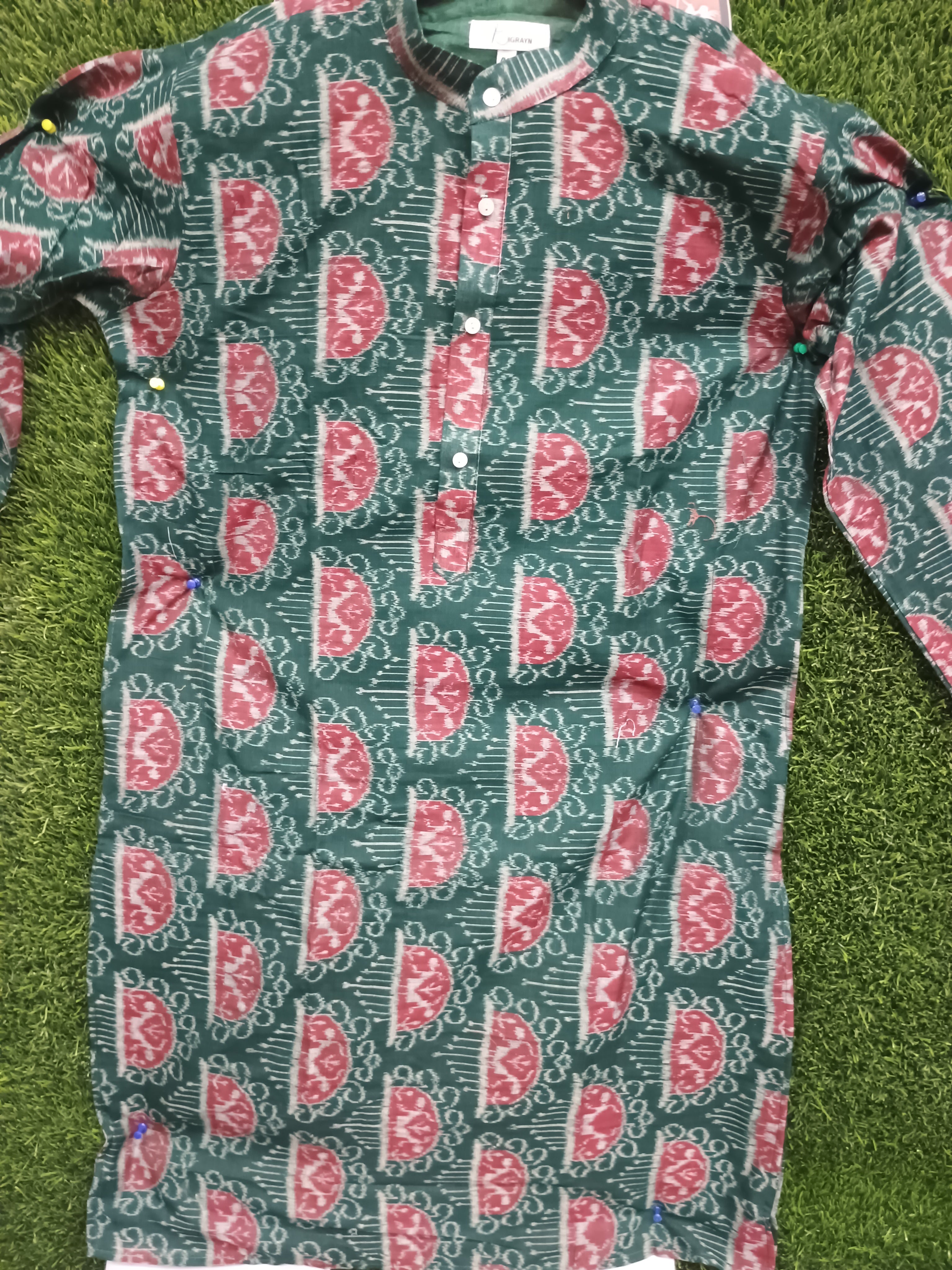 Green White Men's Pure Cotton Handloom Kurta Set – Odisha Weave