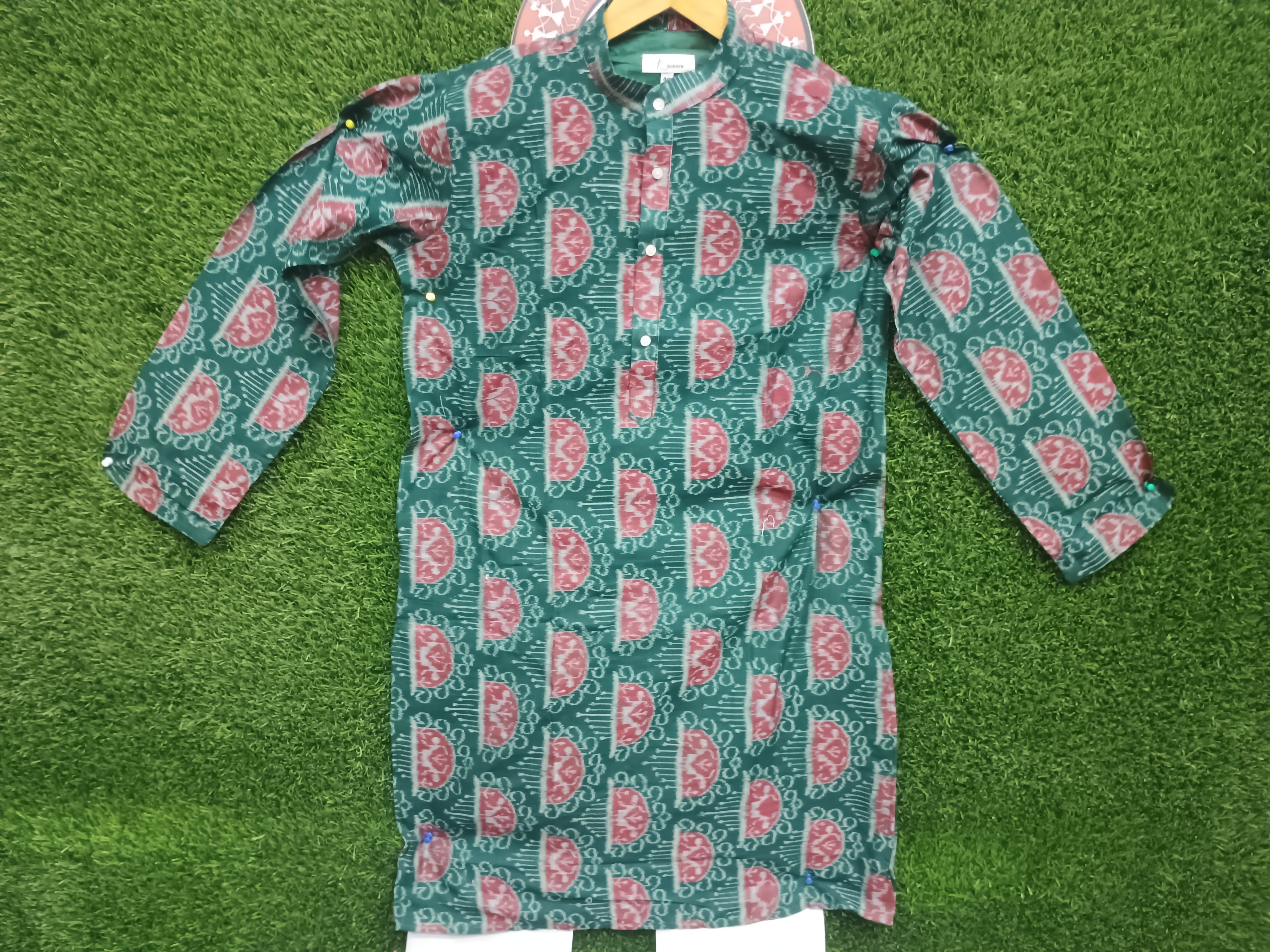 Green White Men's Pure Cotton Handloom Kurta Set – Odisha Weave