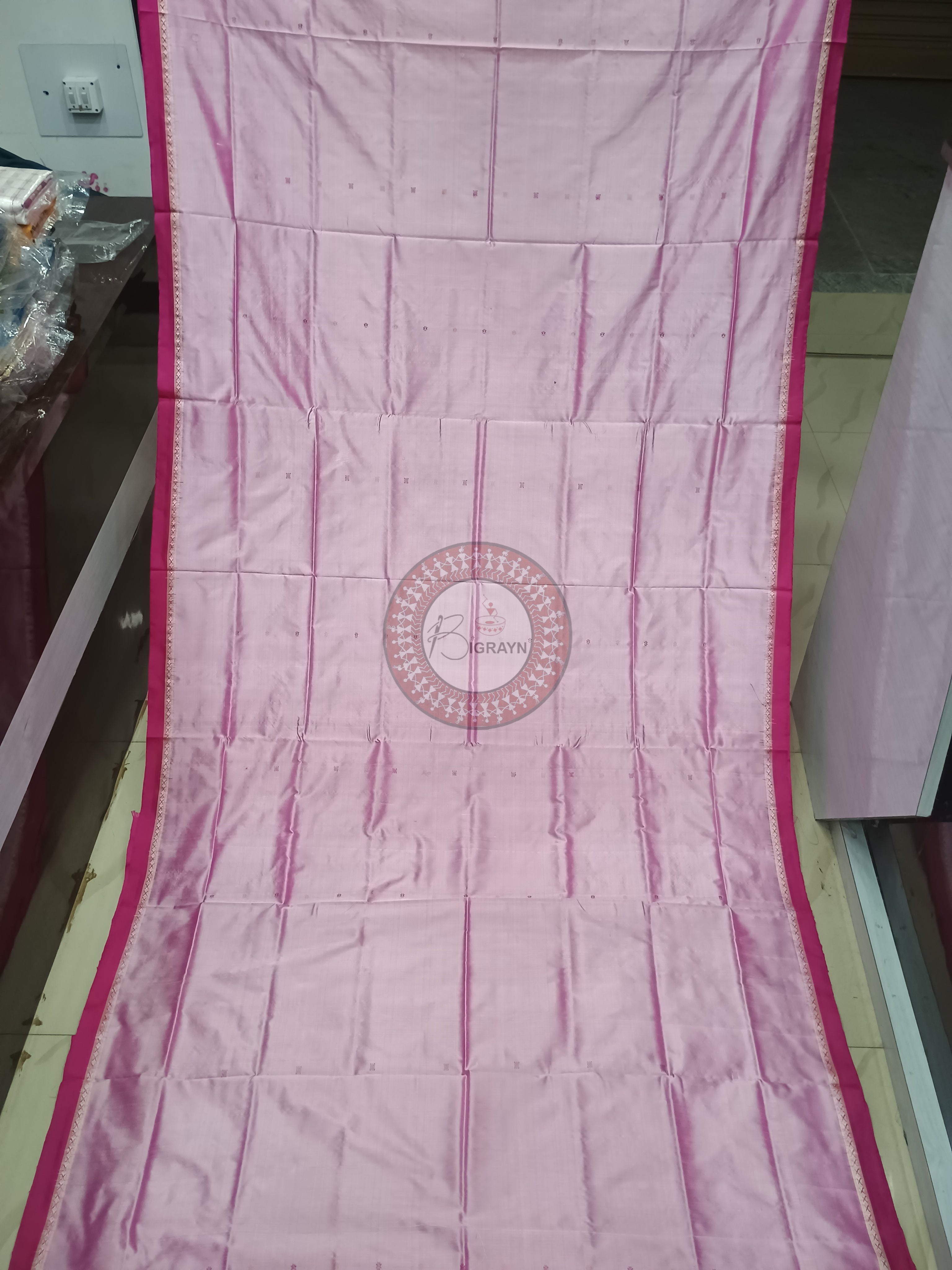 Pink Magenta Ek Phulia Bomkai Silk Saree