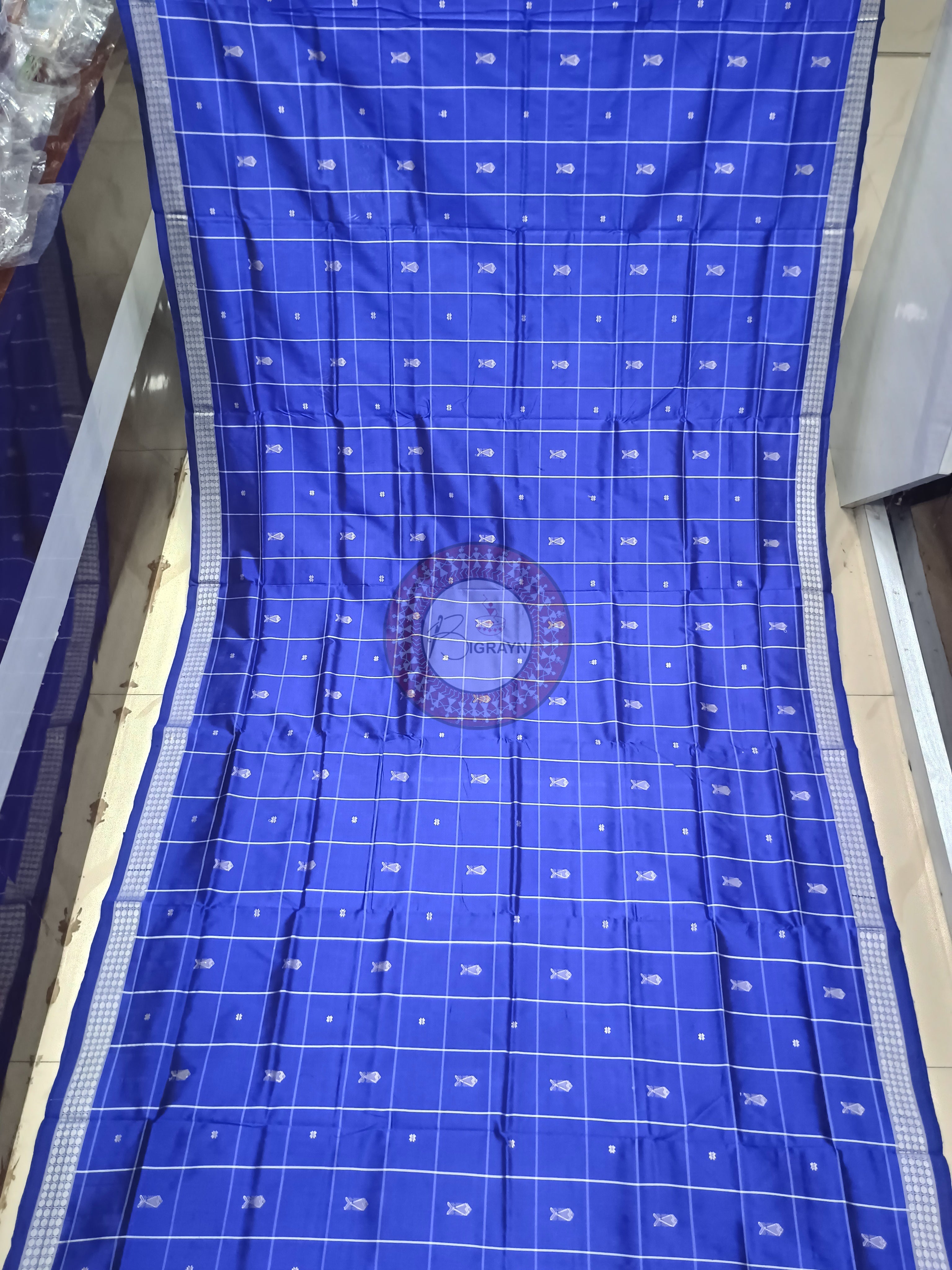 Blue Multi Colour Dual Anchal Bomkai Silk Saree