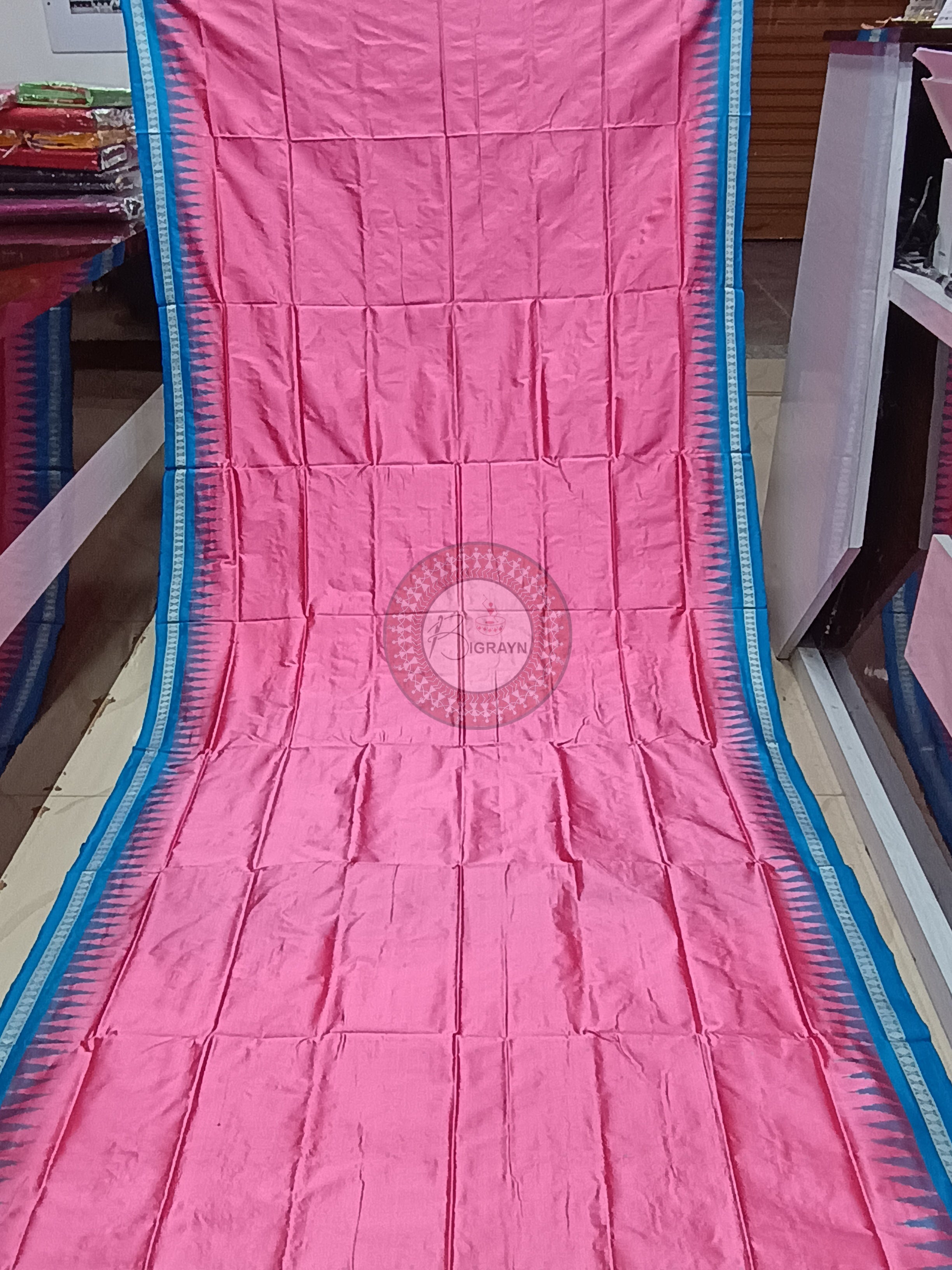Baby Pink Copper Sulphate Ek Phulia Bomkai Silk Saree