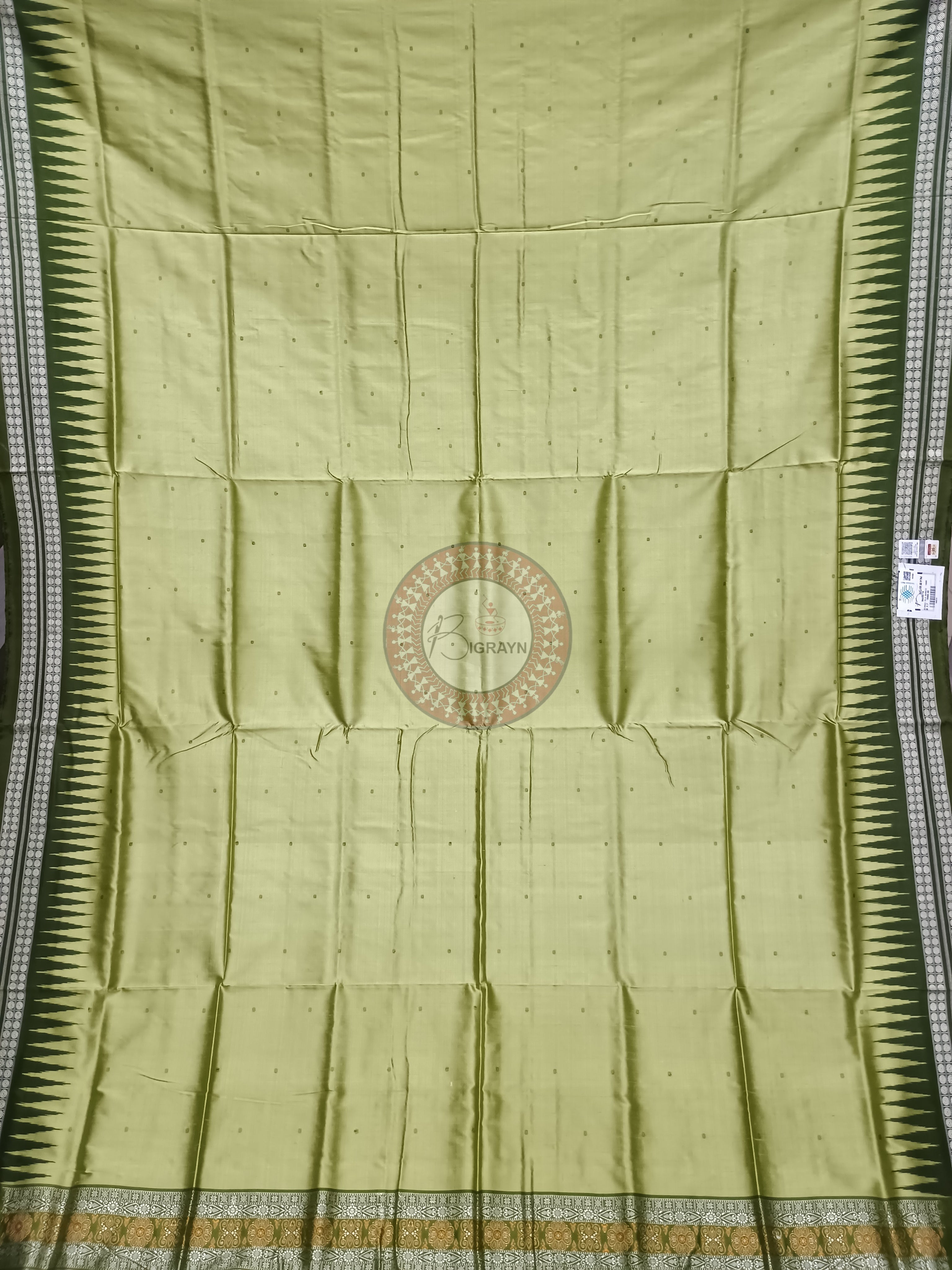 Mehendi Green Buti Bomkai Silk Saree