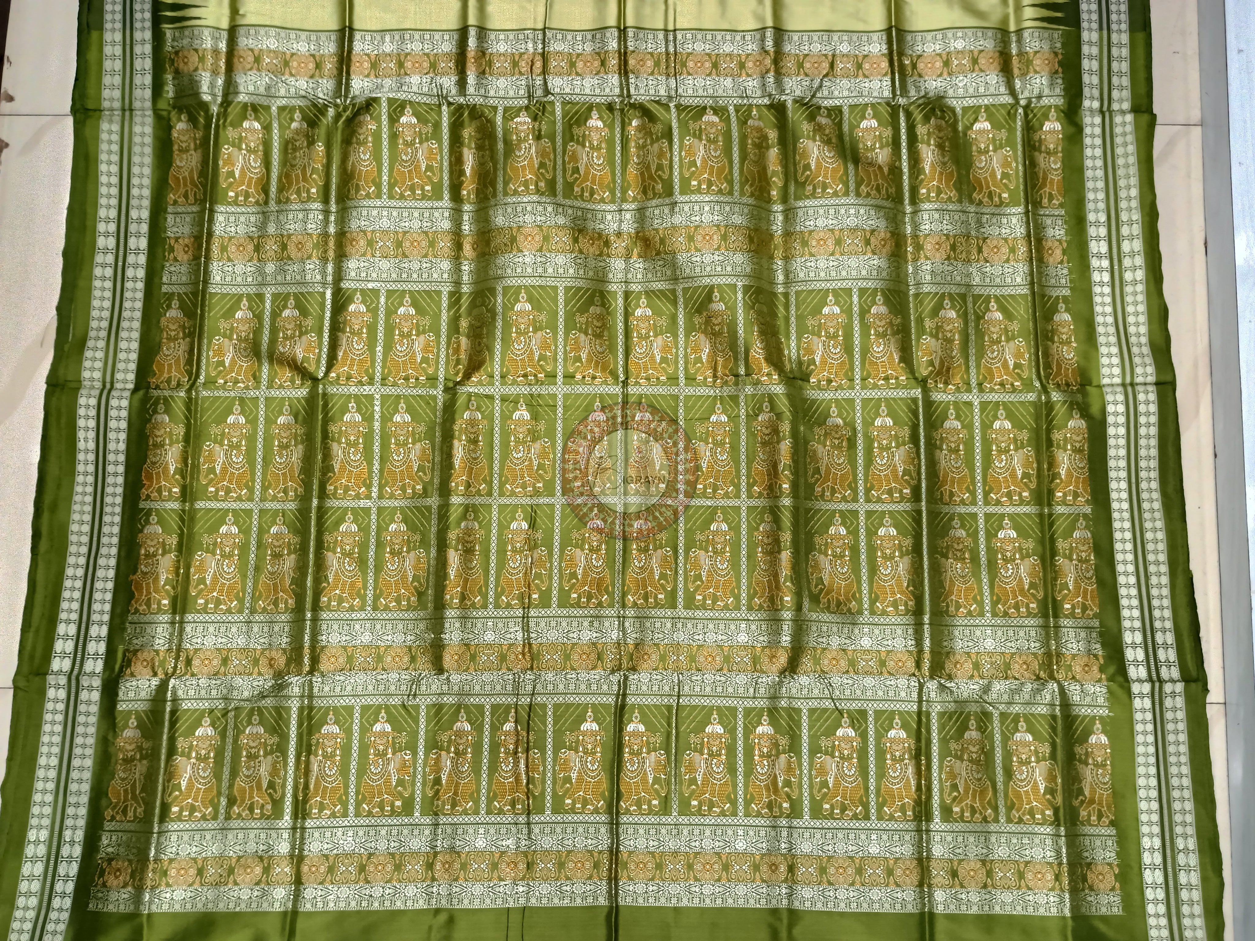 Mehendi Green Buti Bomkai Silk Saree