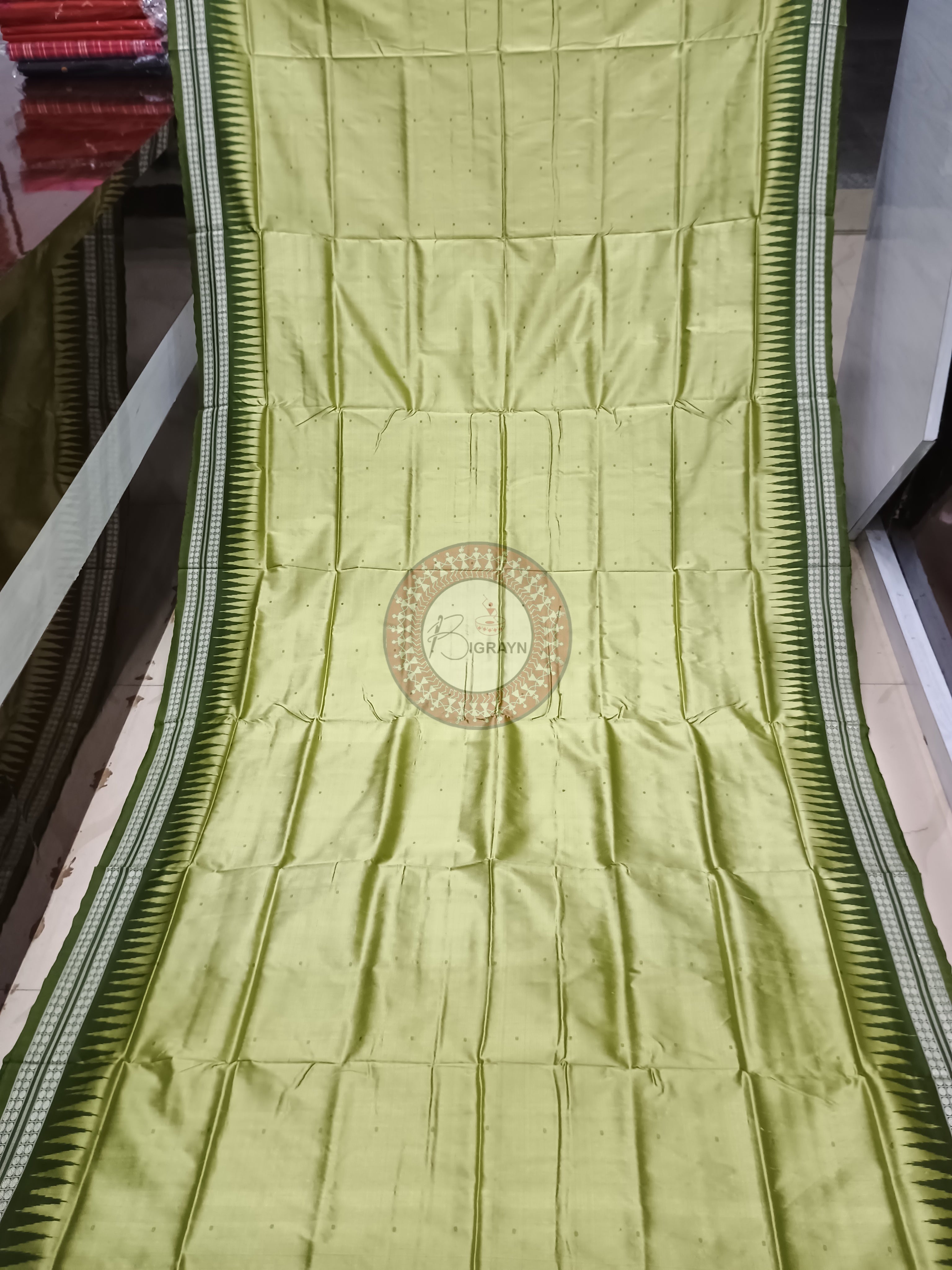 Mehendi Green Buti Bomkai Silk Saree