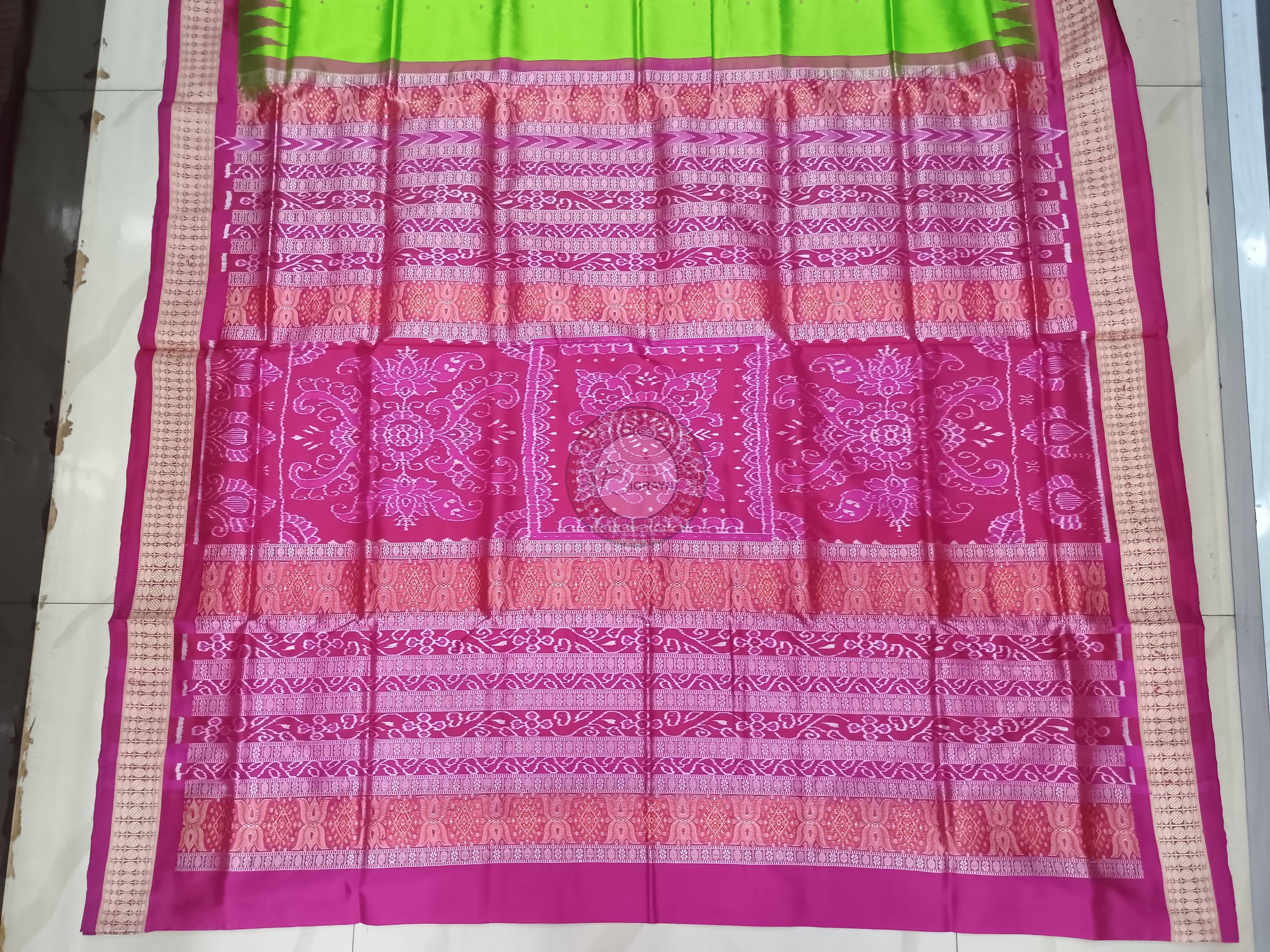Green Magenta Buti Odisha Handloom Bomkai Silk Saree