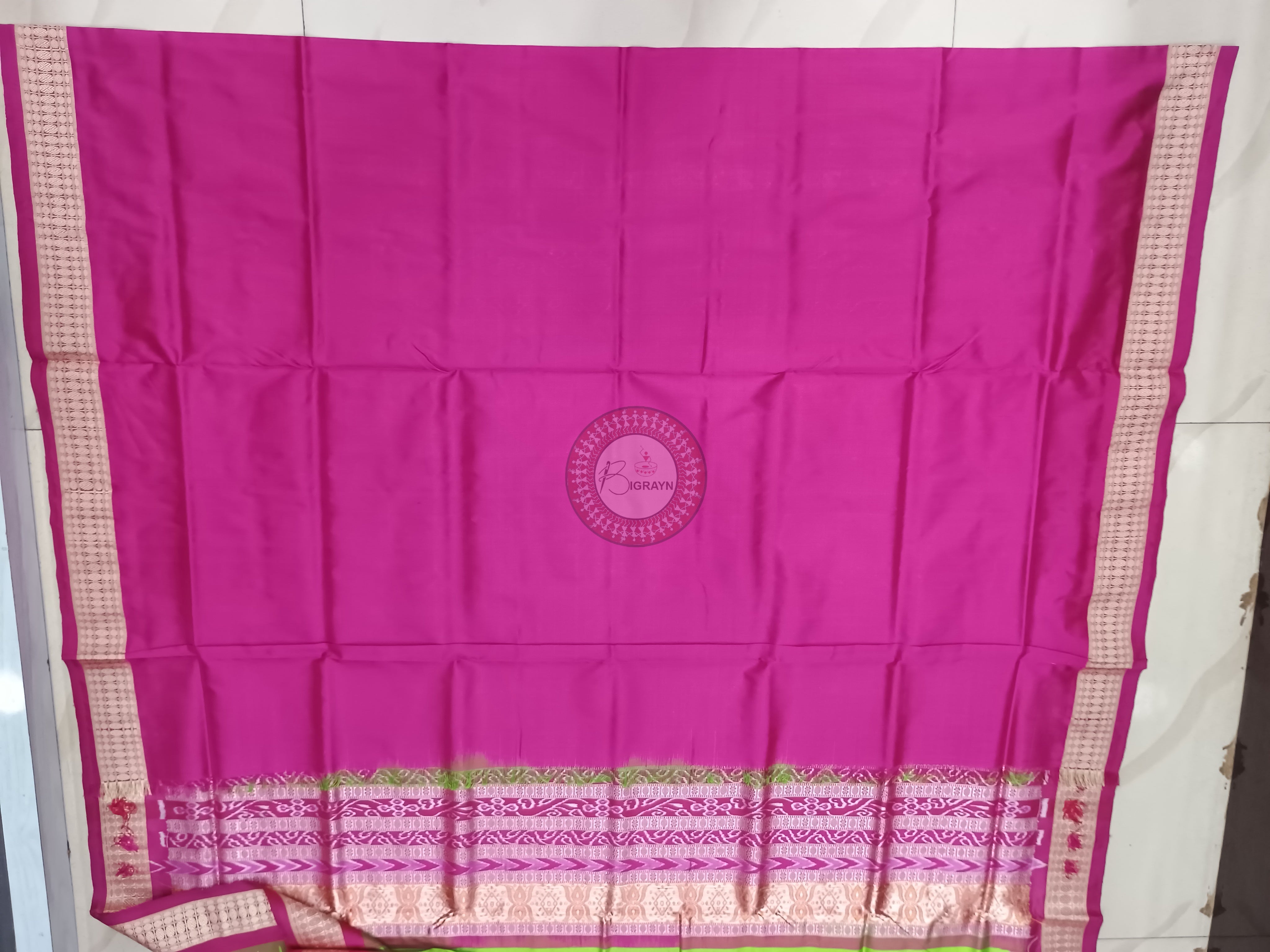 Green Magenta Buti Odisha Handloom Bomkai Silk Saree