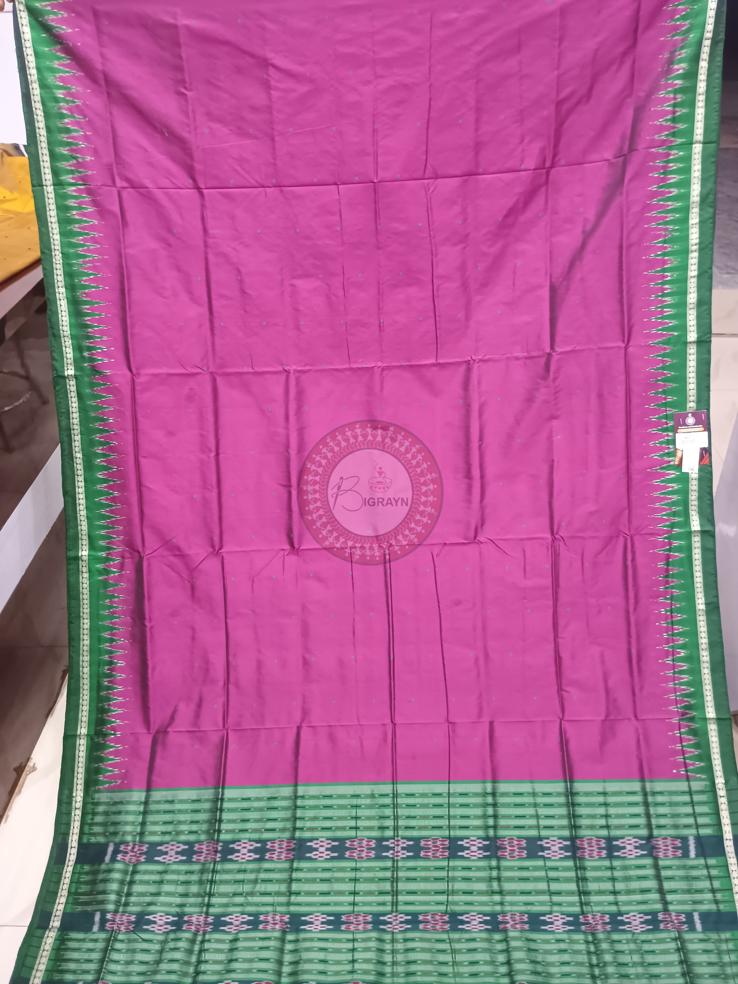Magenta Green Ek Phulia Bomkai Silk Saree