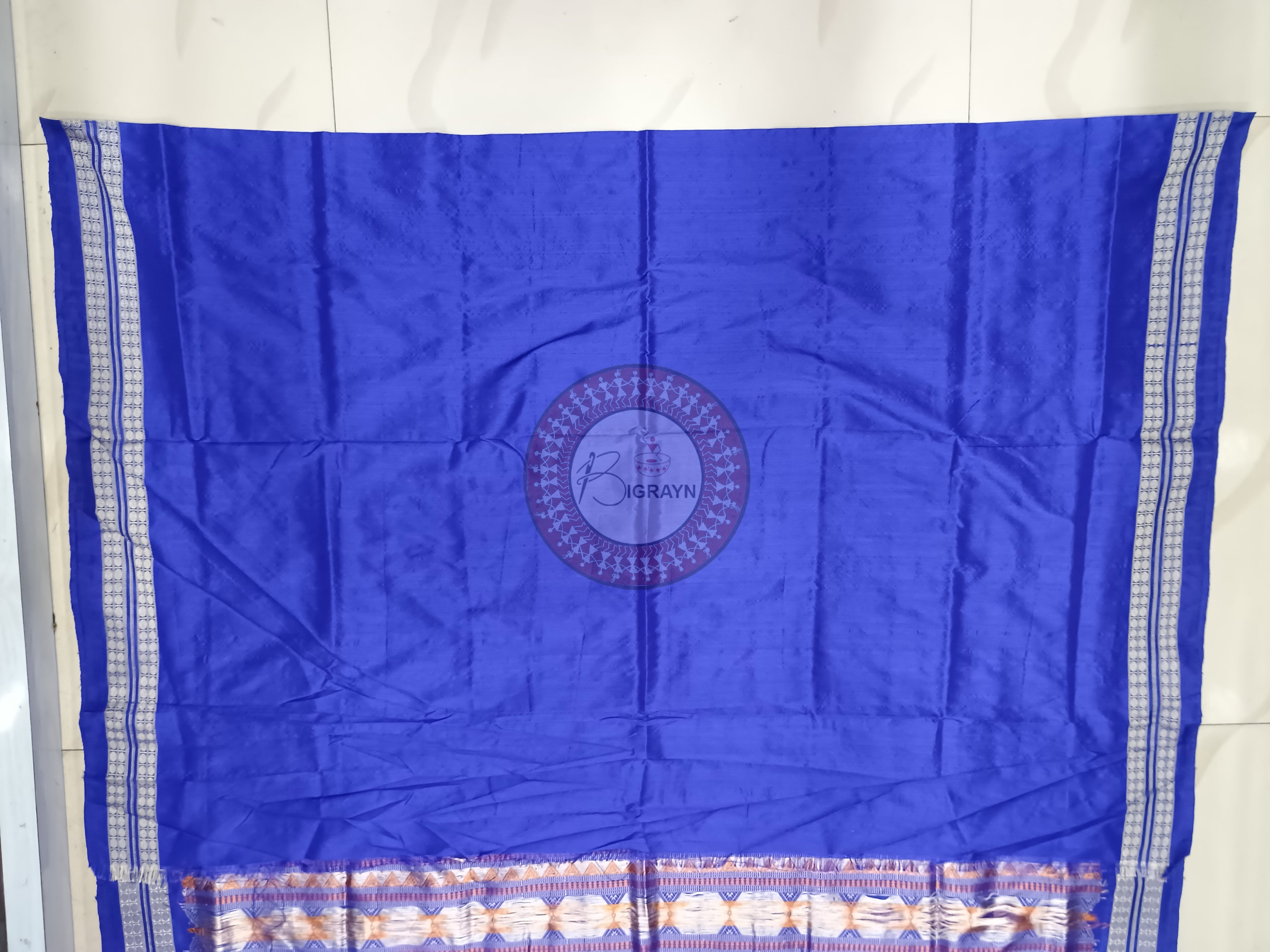 Magenta Blue Fish Turtle Bomkai Silk Saree