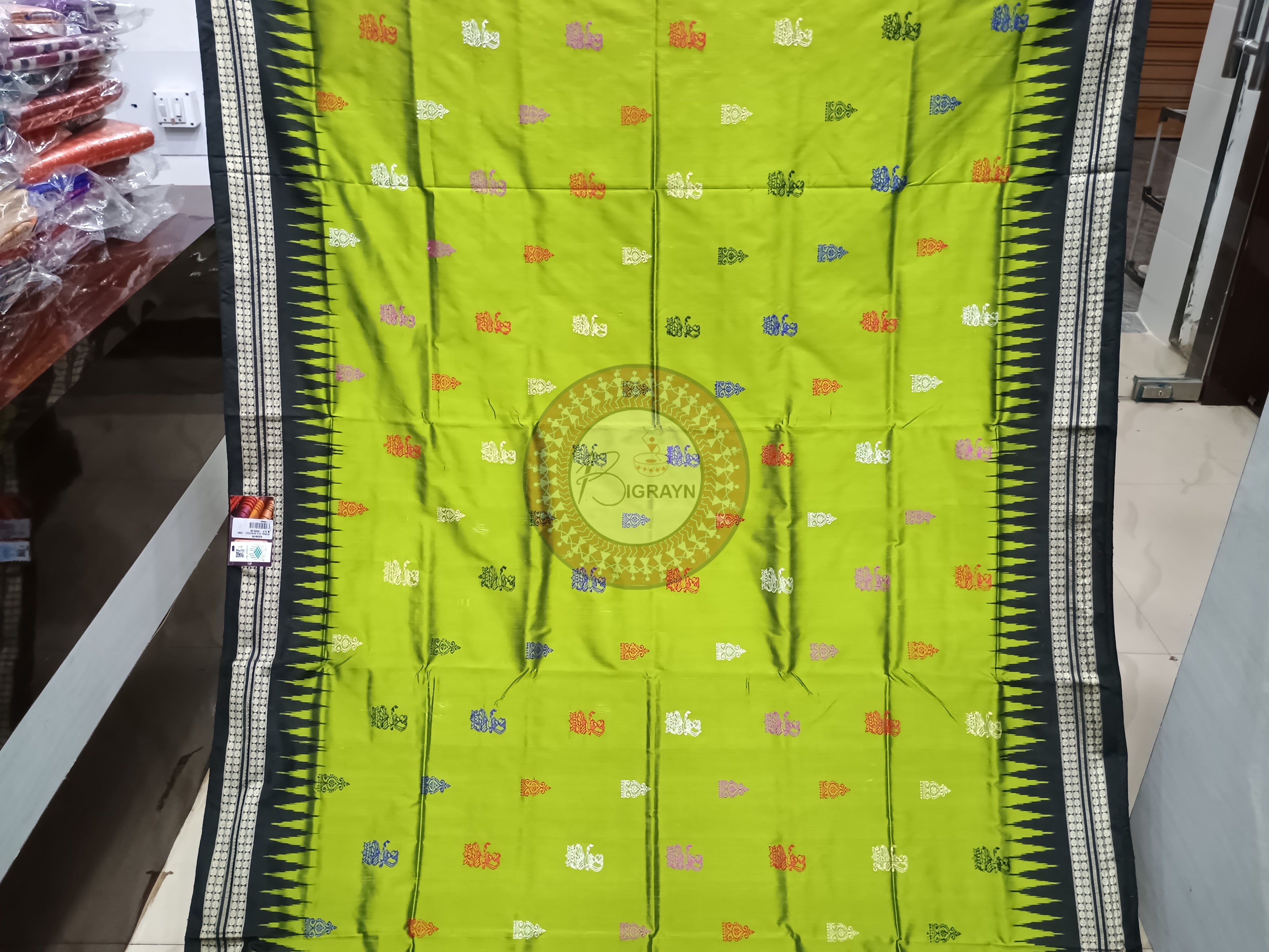 Green Black Tribal Dipa Bomkai Silk Saree