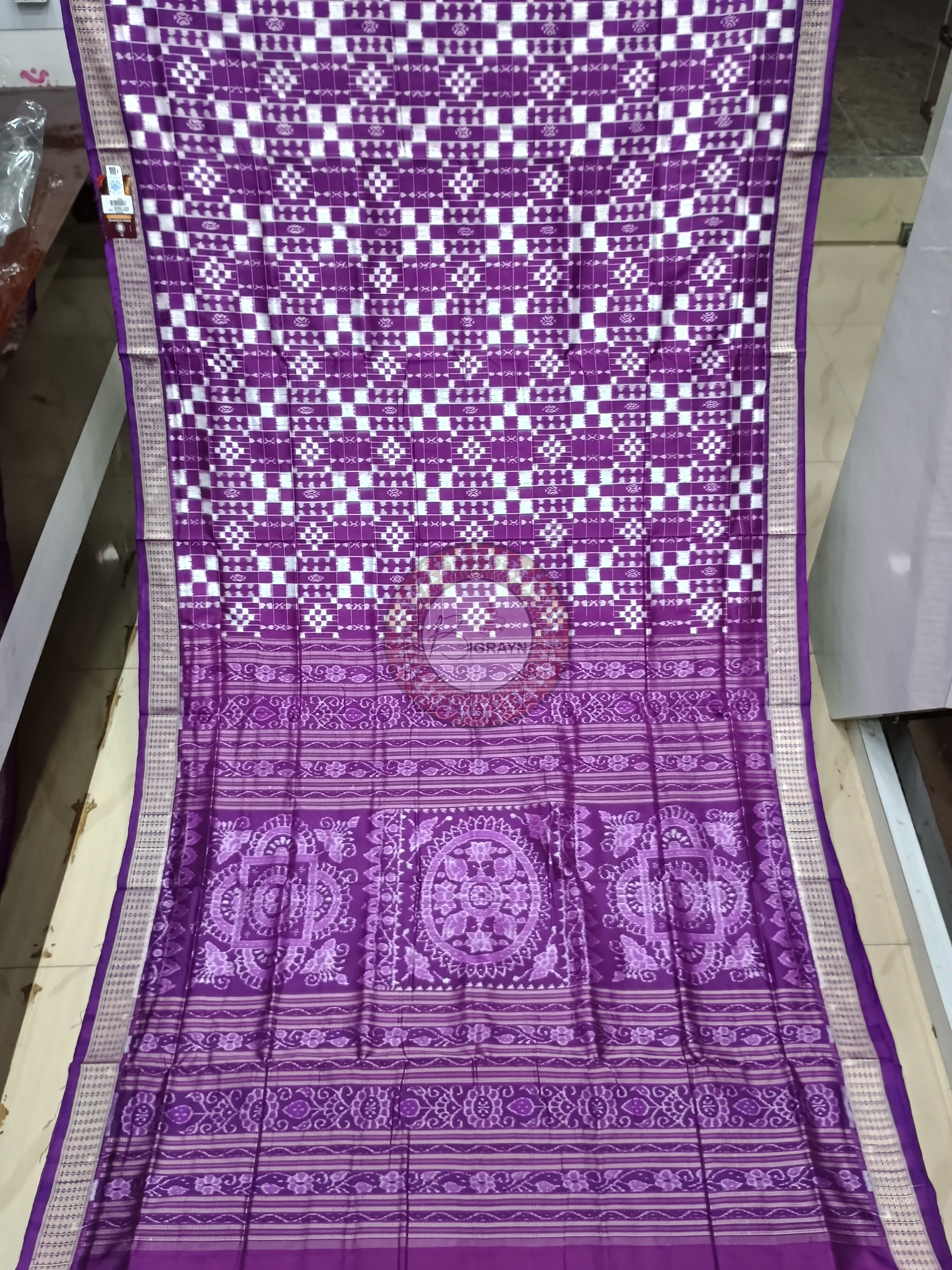 Purple Self Pasapali Design Sambalpuri Silk Saree