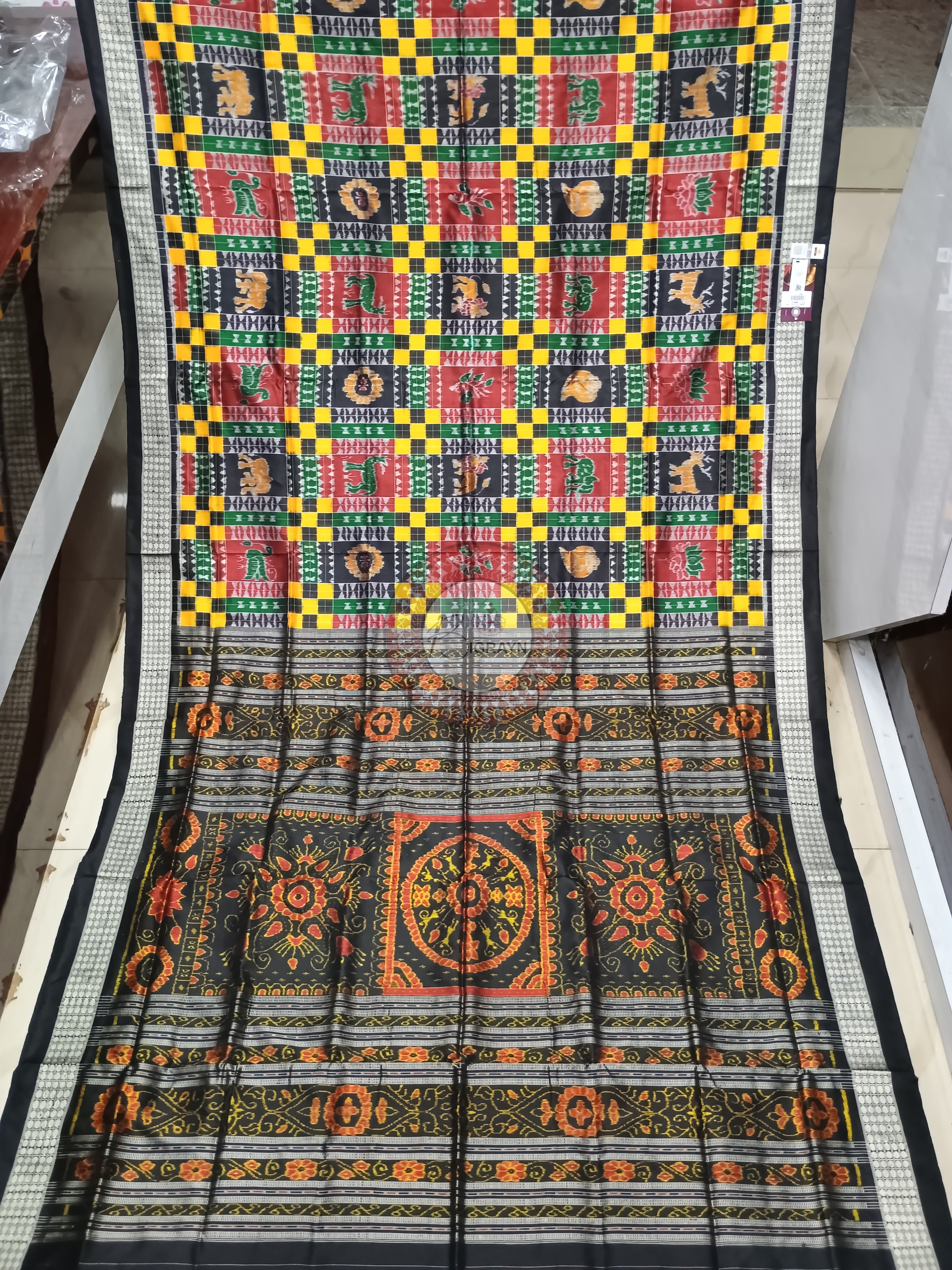 Multi Black Utkal Laxmi Sambalpuri Silk Saree