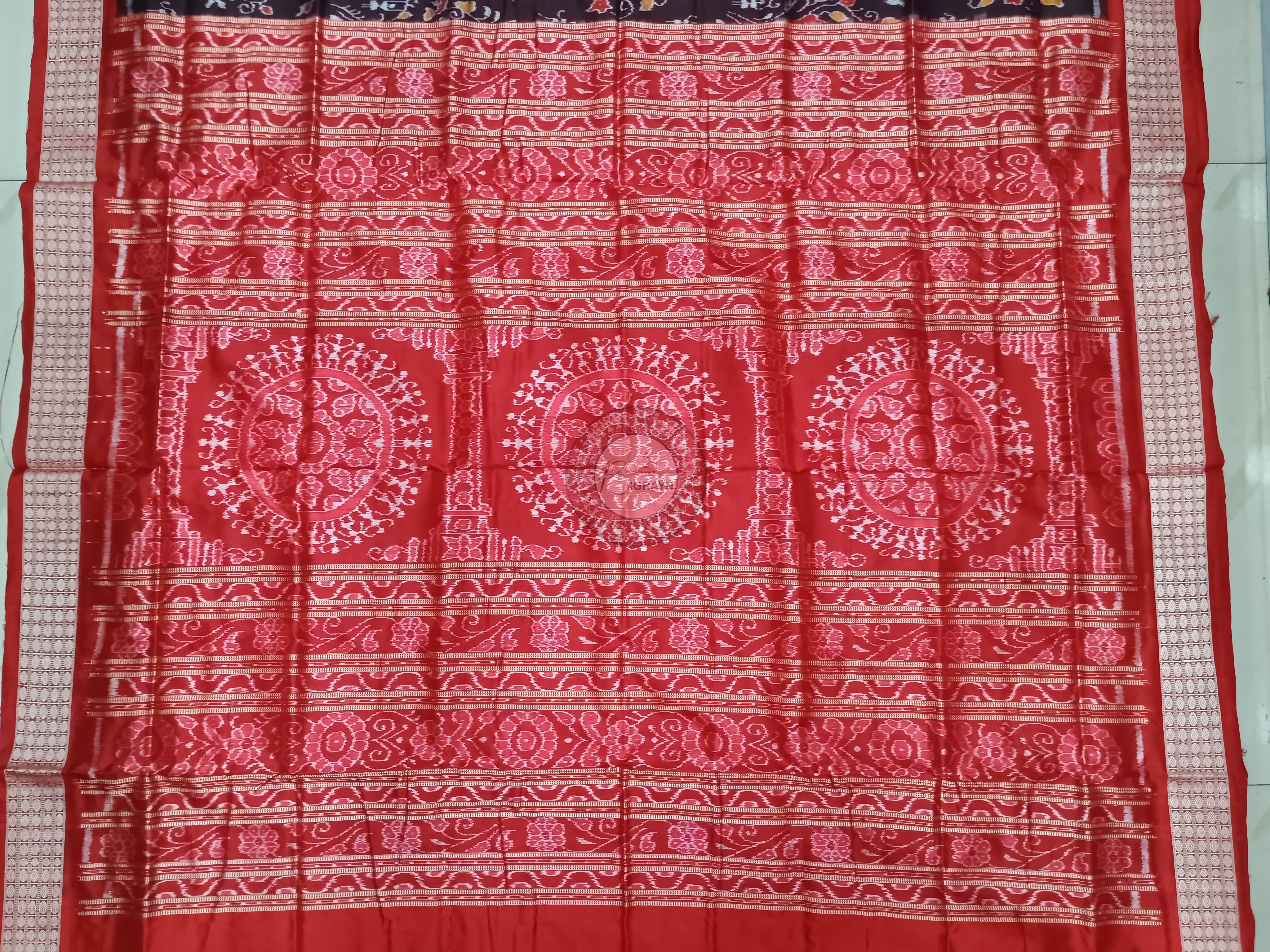 Red Maroon Pasapali Tribal Sambalpuri Silk Saree