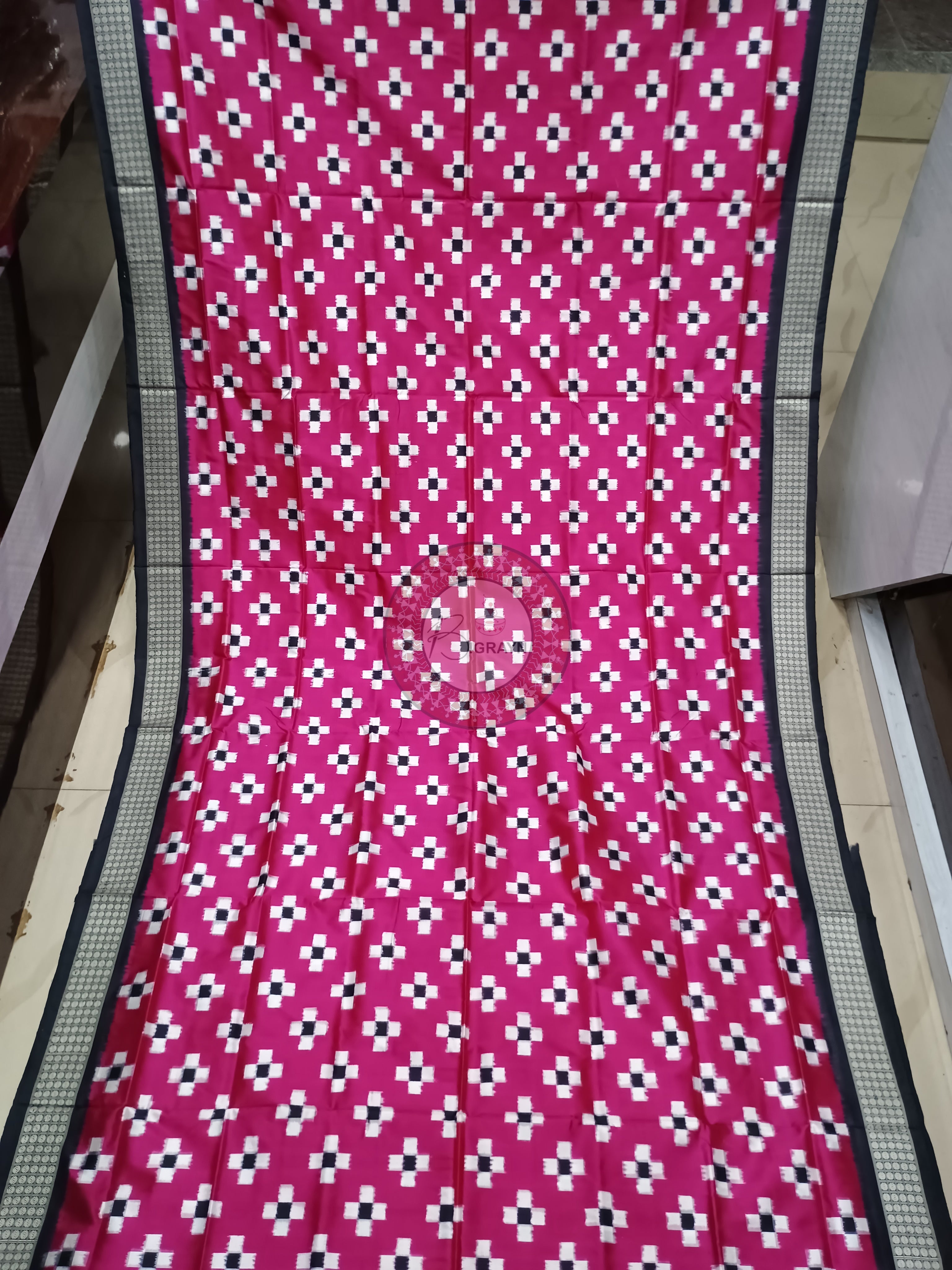 Pink Black Pasapali Sambalpuri Silk Saree