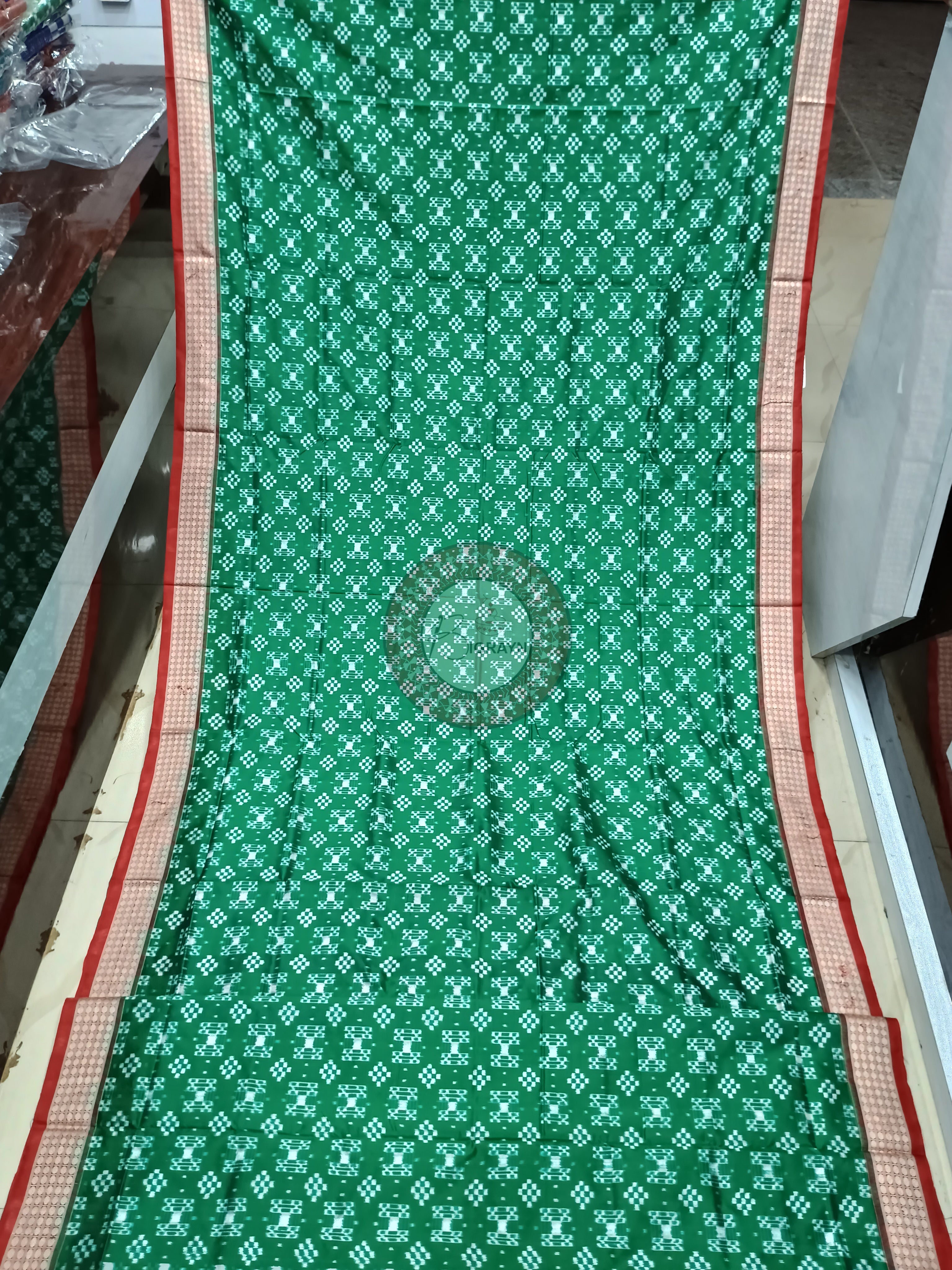 Green Red Min Pasapali Sambalpuri Silk Saree