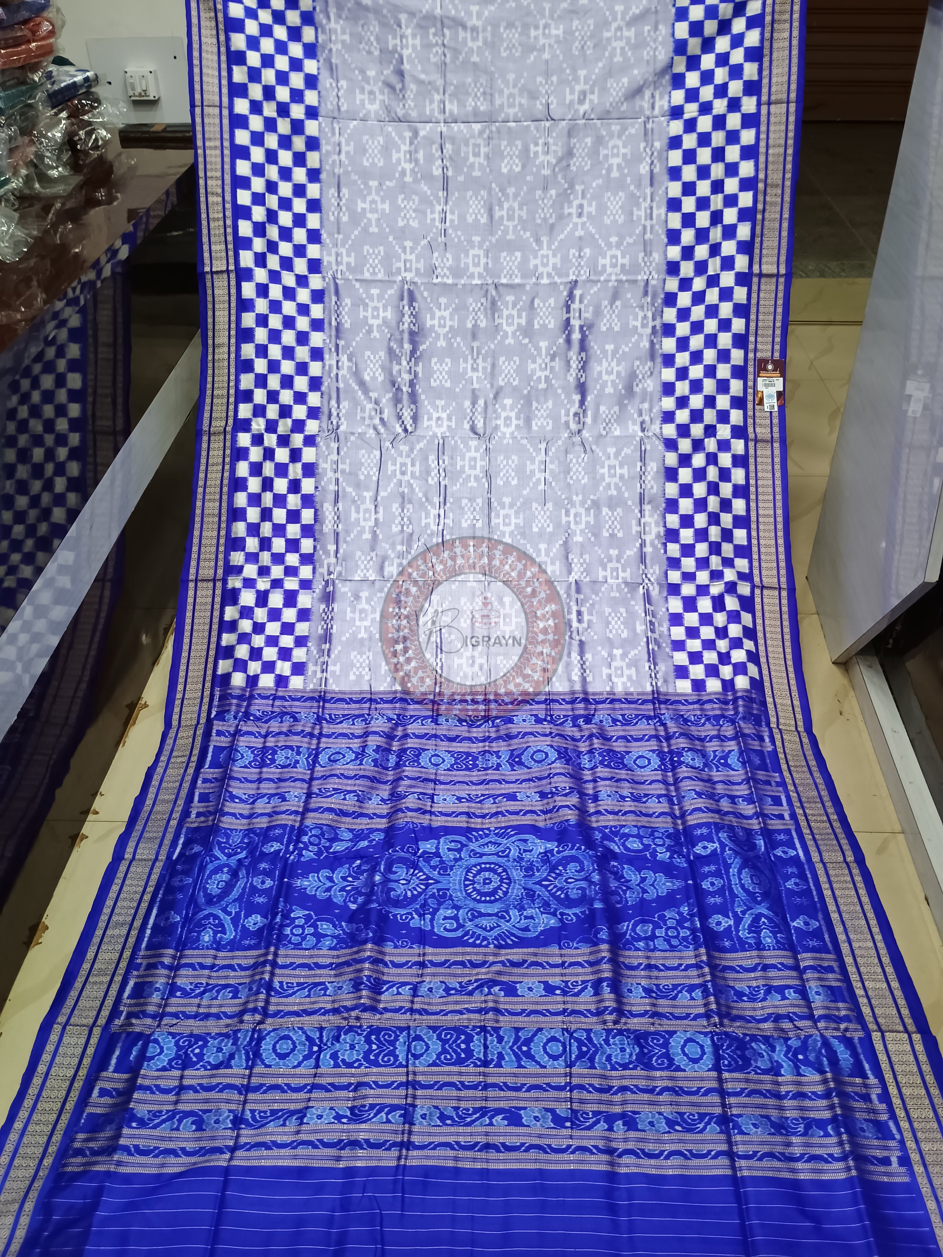 Ink Blue Blue Pasapali Sambalpuri Silk Saree