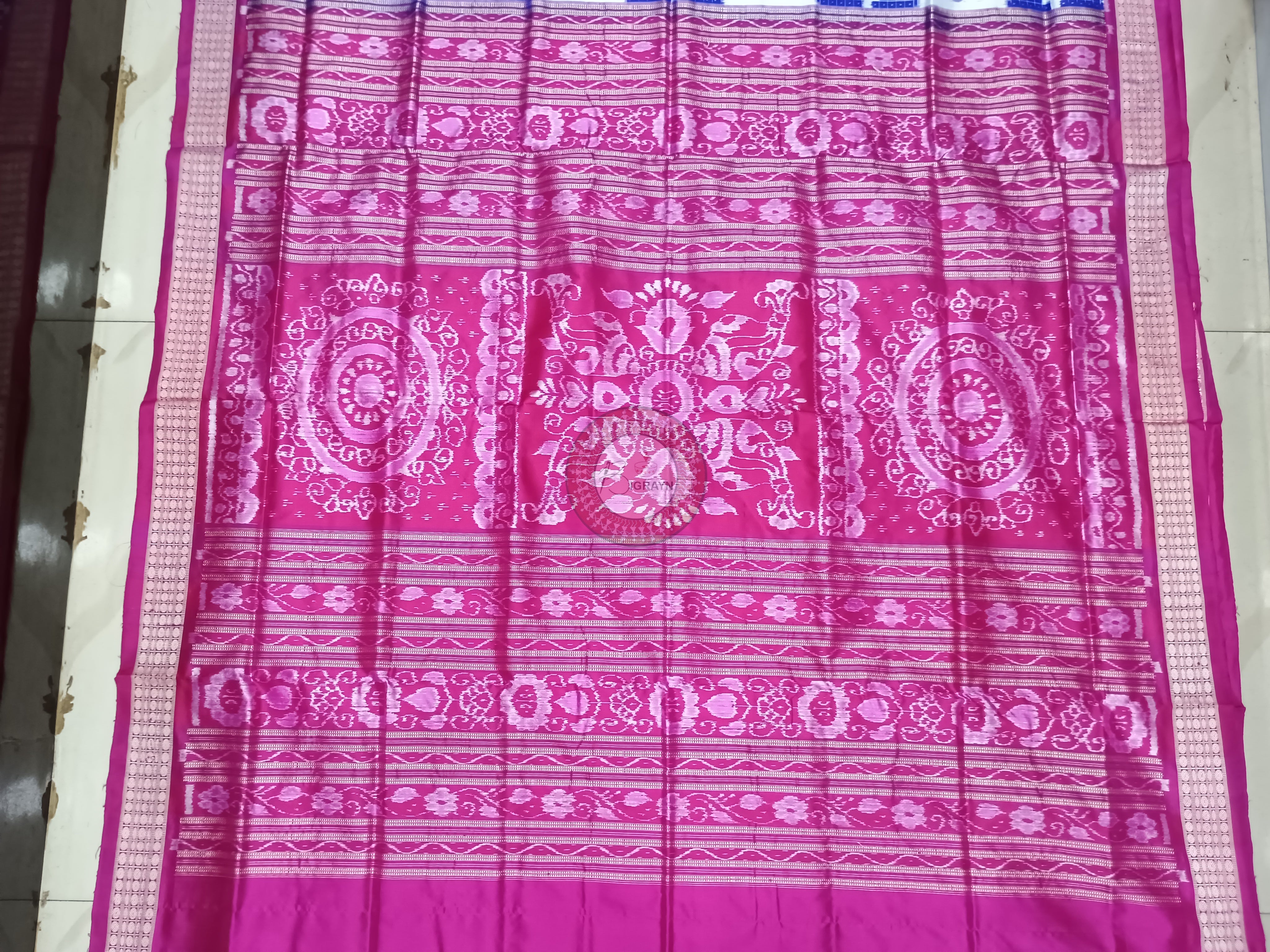 Blue Magenta Fish Pasapali Sambalpuri Silk Saree