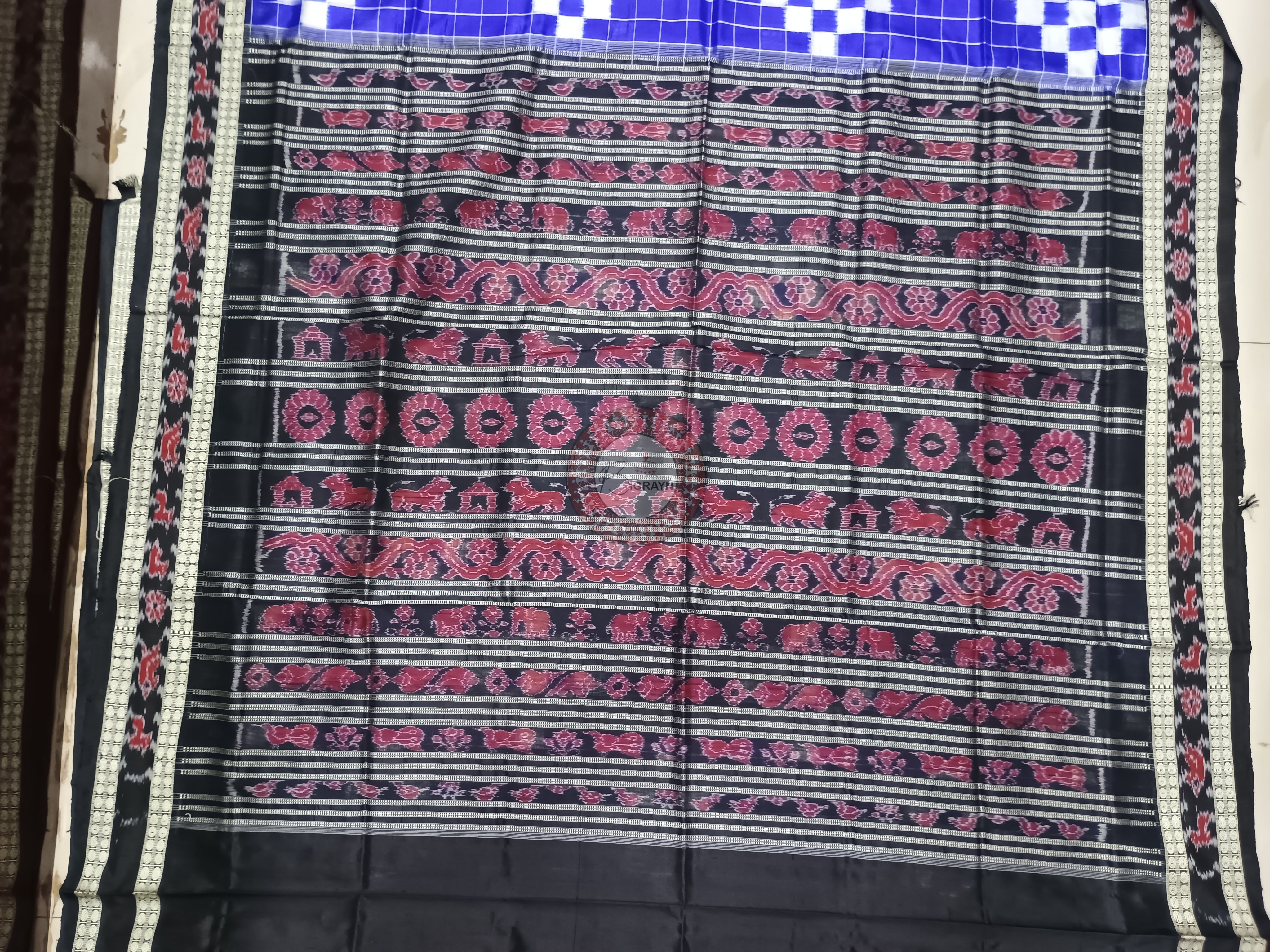 Bule Black Pasapali Sambalpuri Silk Saree