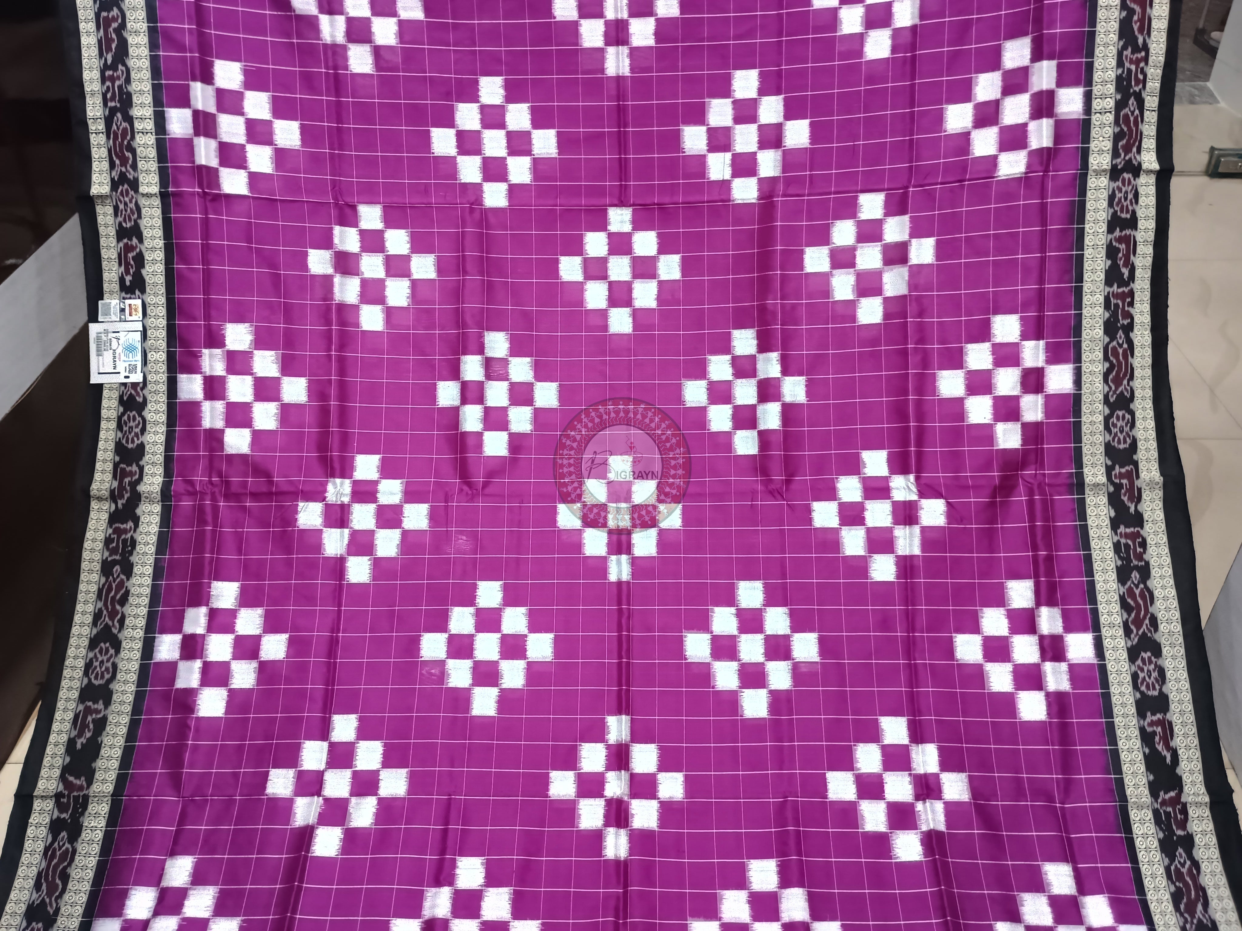 Purple Black Pasapali Sambalpuri Silk Saree